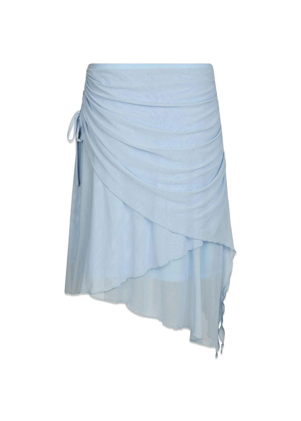 Saffron Asymmetric Mesh Skirt - Light Blue - Image 2