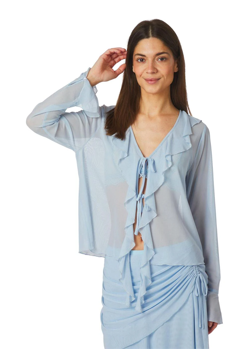Anika Mesh Blouse - Light Blue - Image 3