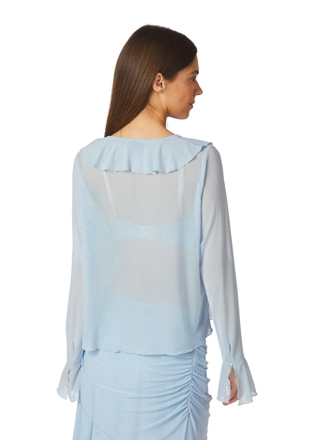 Anika Mesh Blouse - Light Blue - Image 4