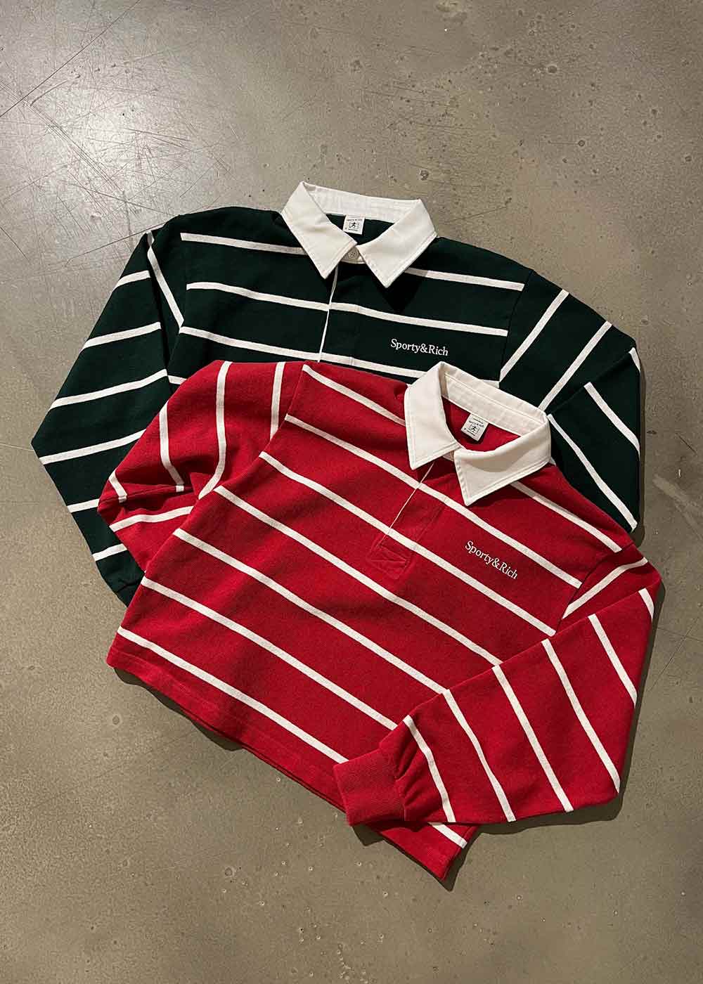 Serif Logo Cropped Rugby Polo - Forest/White - Image 7