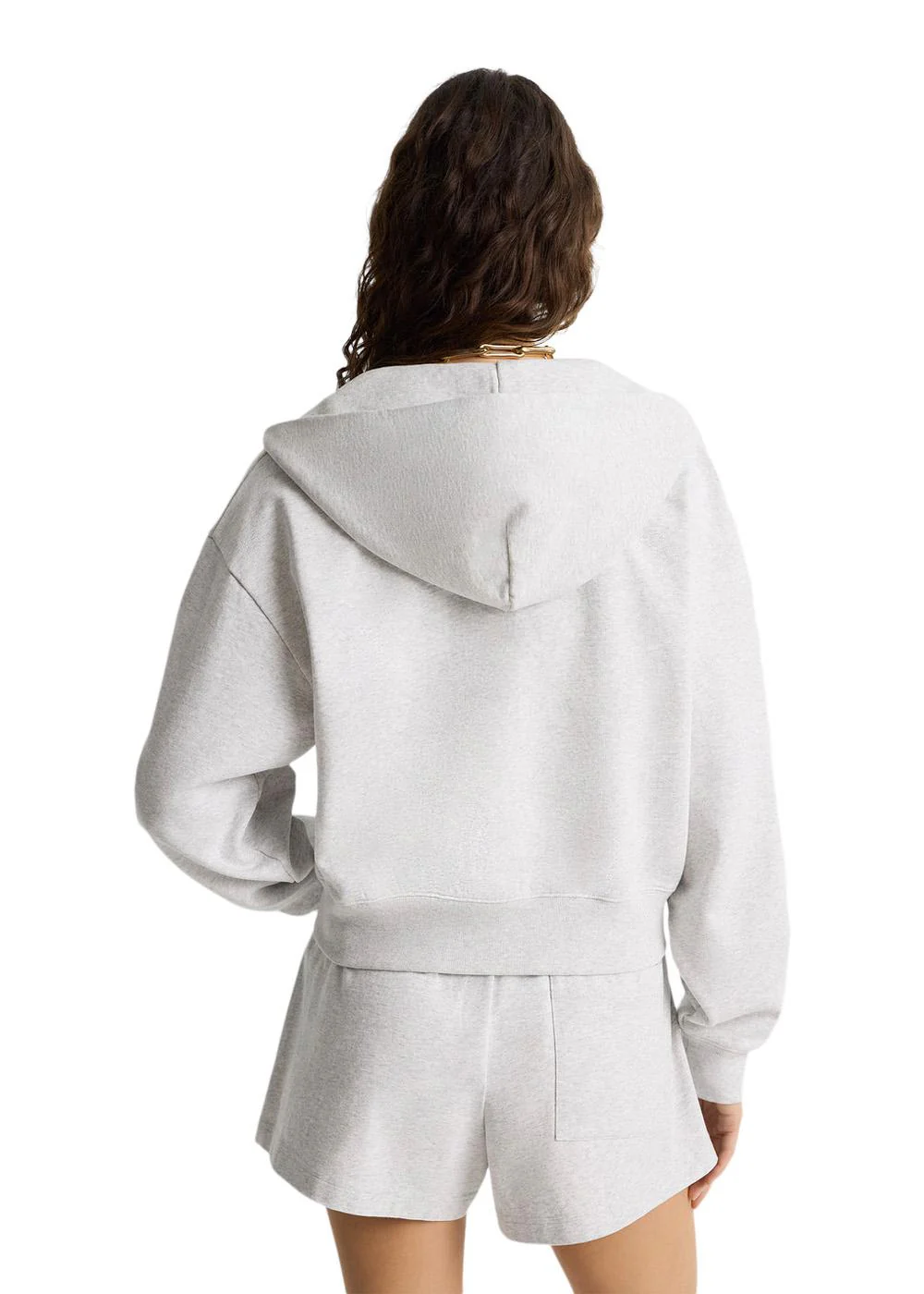 Varsity Crest Cropped Zip Hoodie - Heather Gray - Image 5
