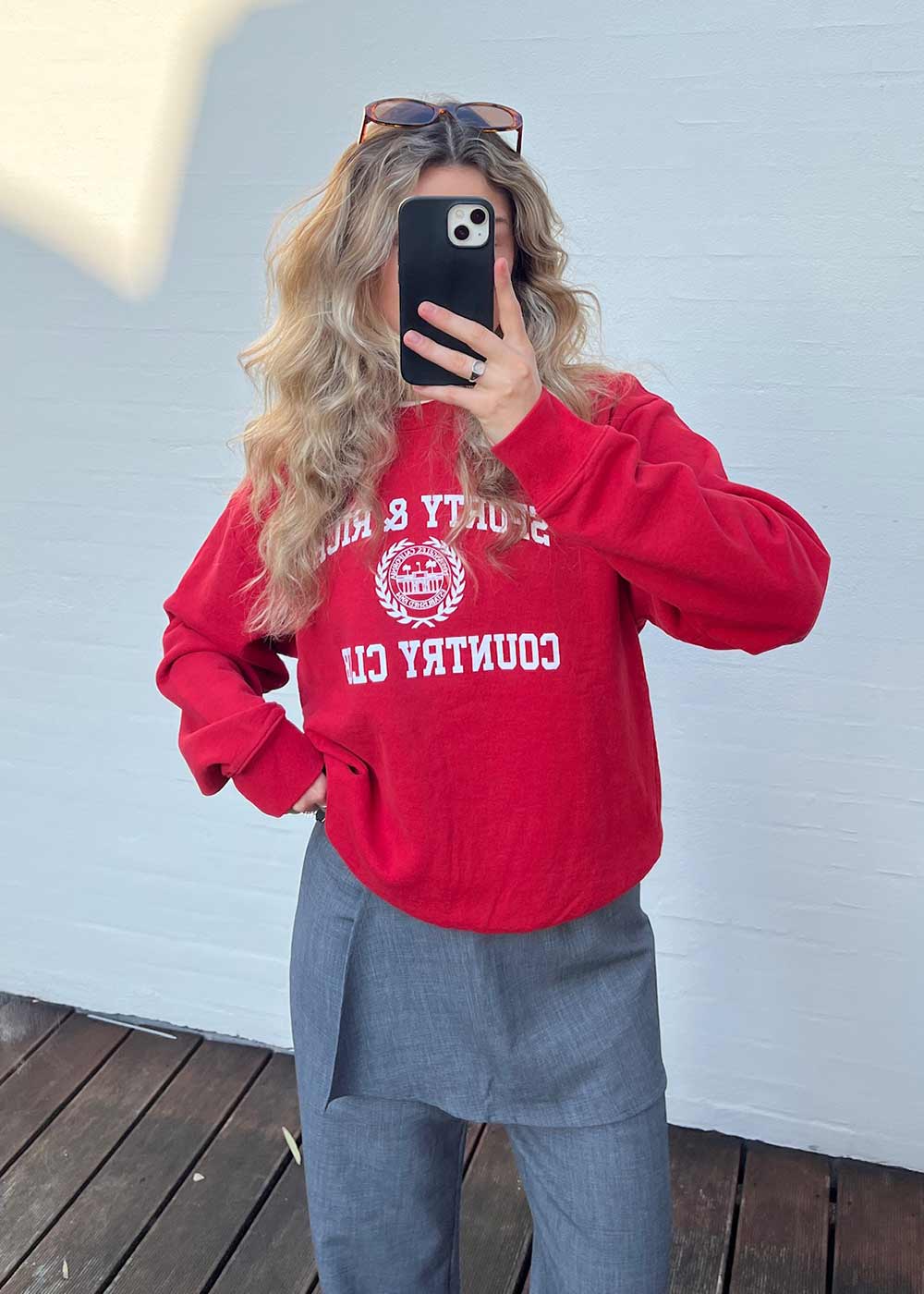 Varsity Crest Crewneck - Ruby - Image 3