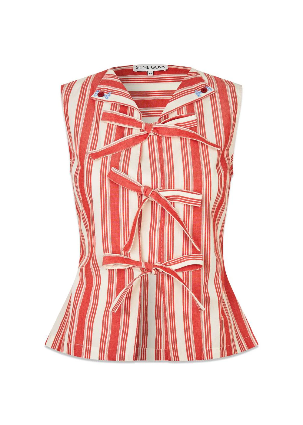 2487 Striped Embroidered Cotton - Scarlet Trot