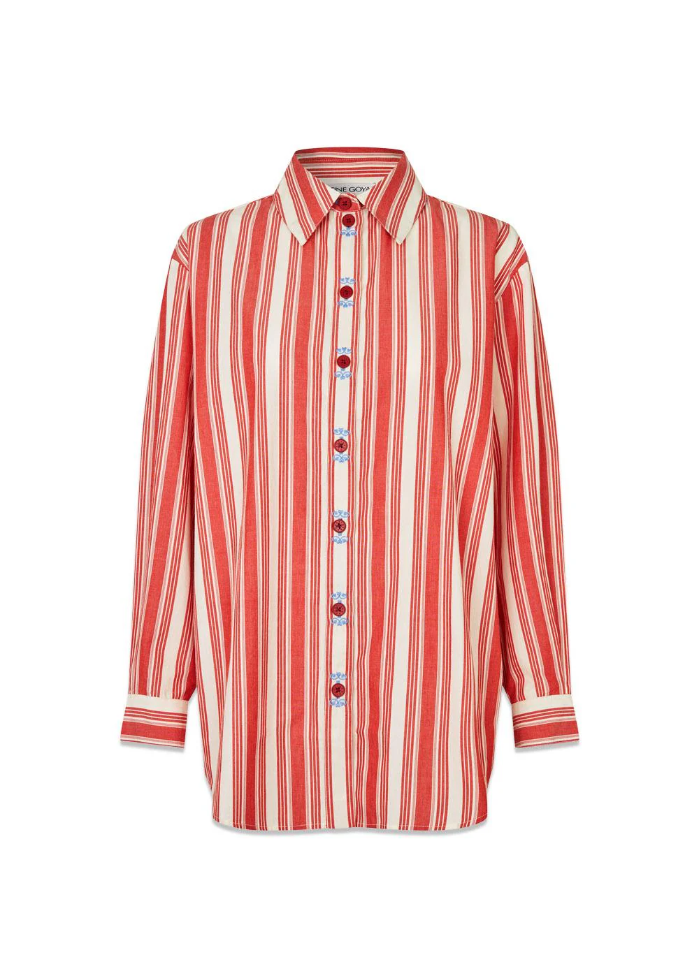 2487 Striped Embroidered Cotton - Scarlet Trot
