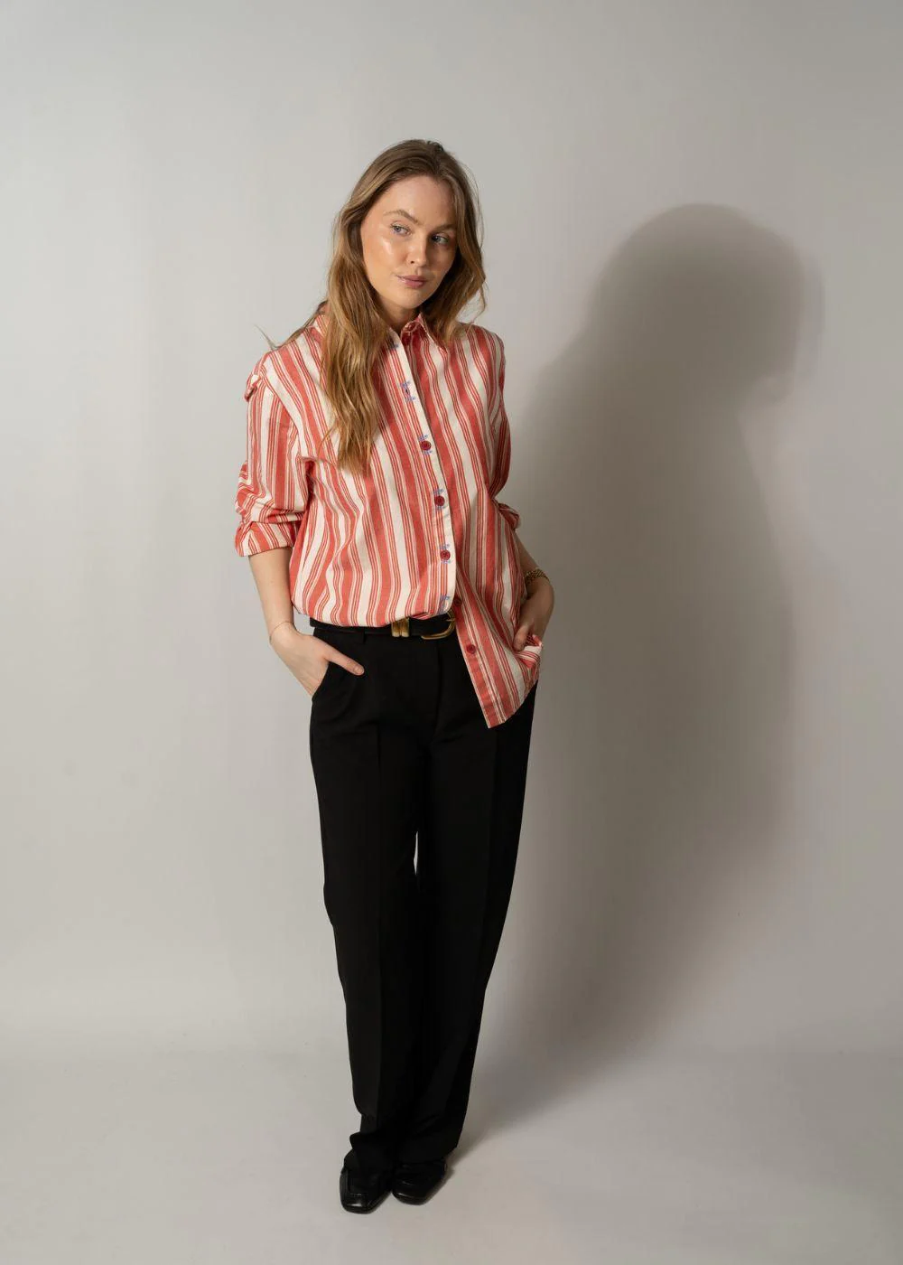 2487 Striped Embroidered Cotton - Scarlet Trot - Image 3