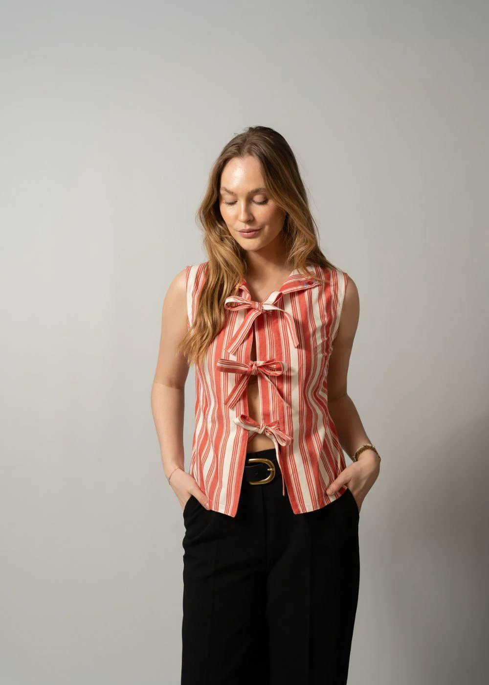2487 Striped Embroidered Cotton - Scarlet Trot - Image 2
