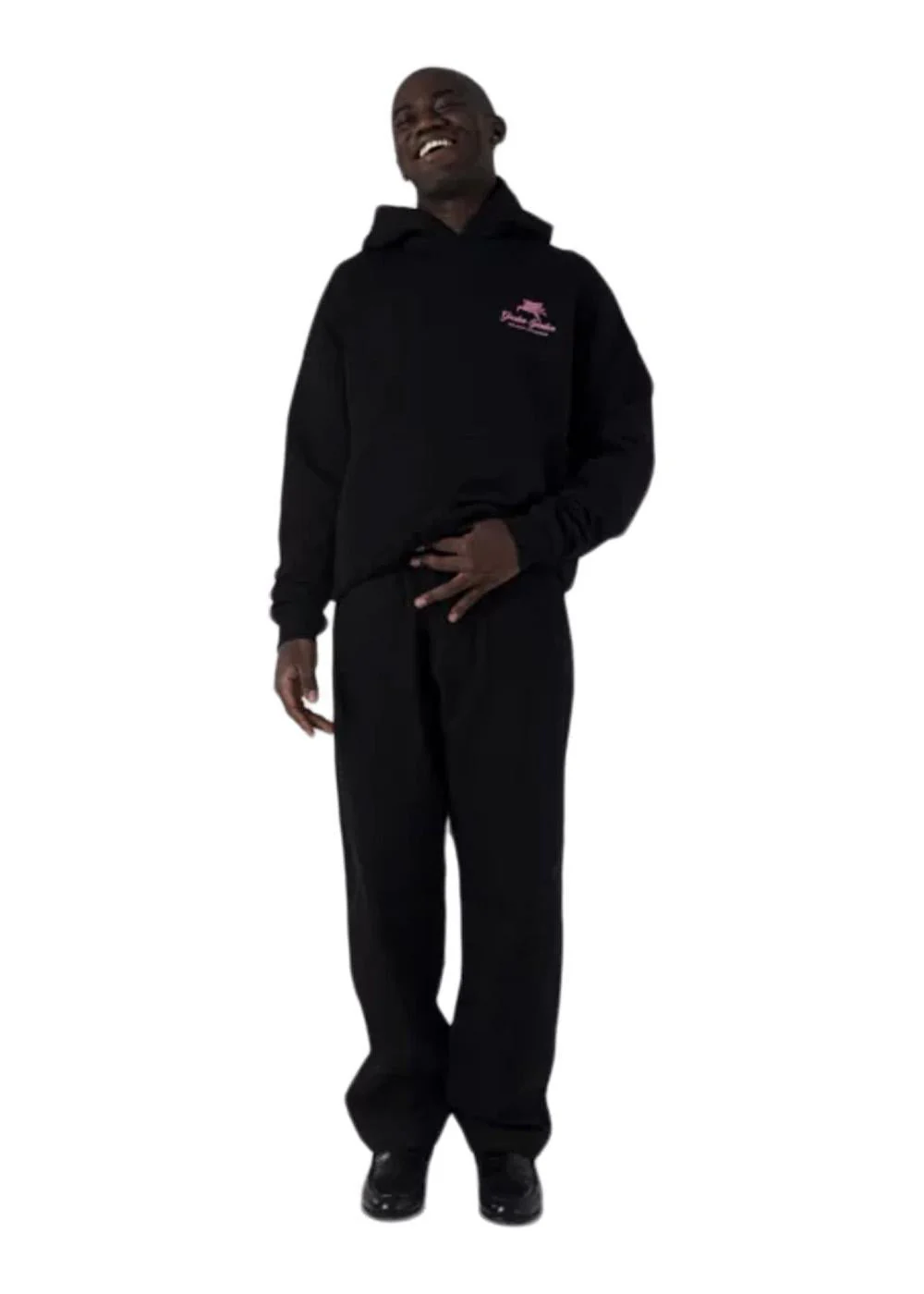550GMS PREMIUM BOXY HOODIE BLACK CONTRAST EMBROIDERY - Black - Image 2