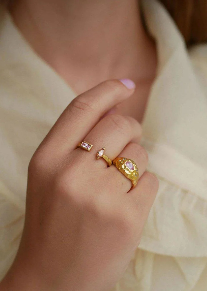 Ring, Isolde - Peach Cz/Light Pink Cz - Image 3