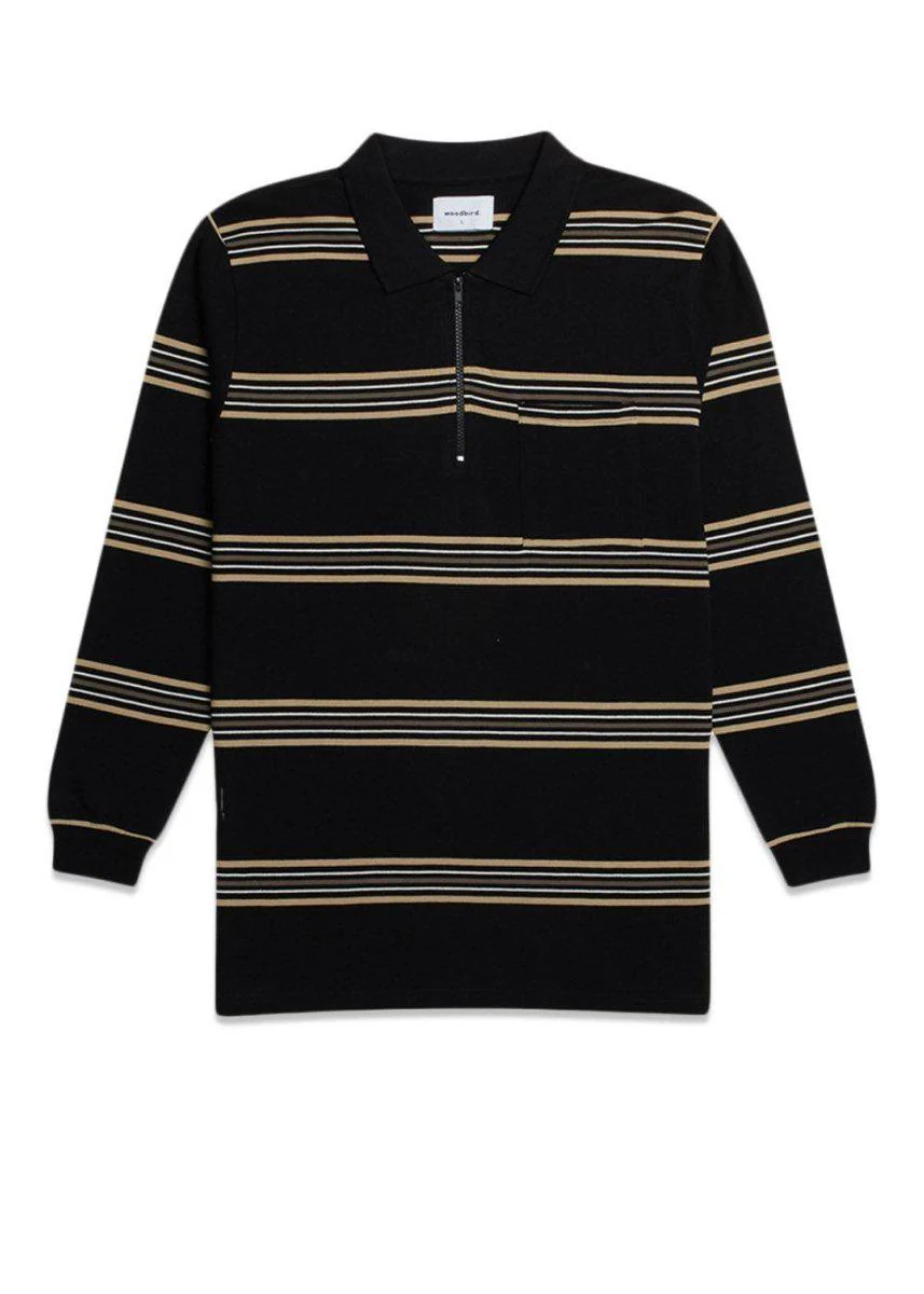 Stona Stripe Polo - Black