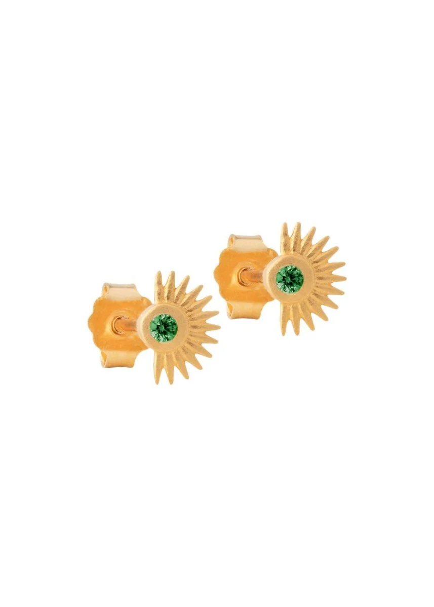 Stud, Petite Soleil - Green Cz