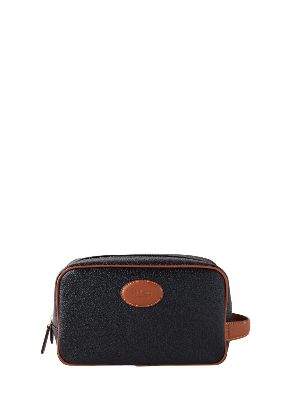 Wash case Eco scotchgrain - Black/Cognac