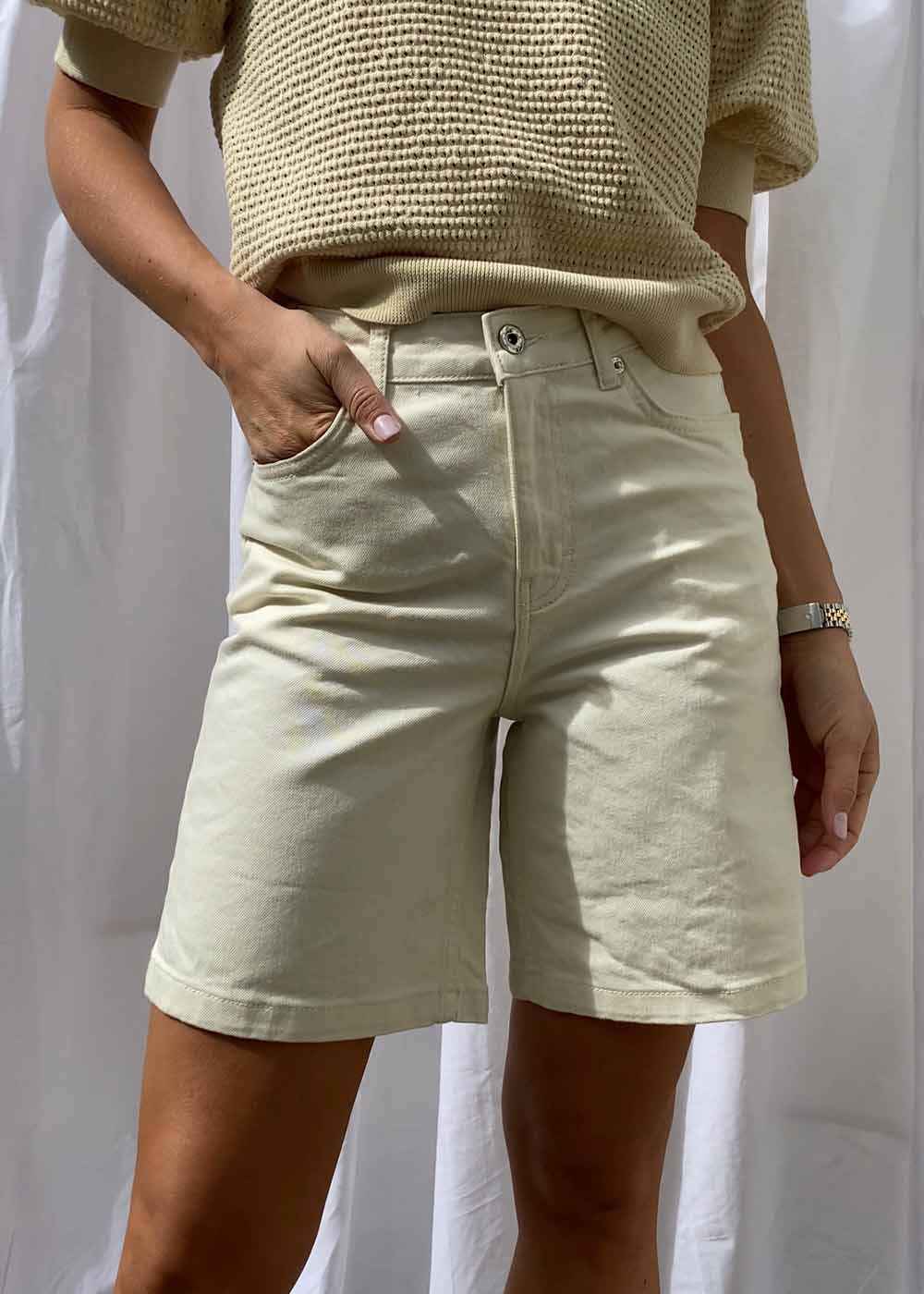 Maggie Twill Shorts - Off White - Image 2