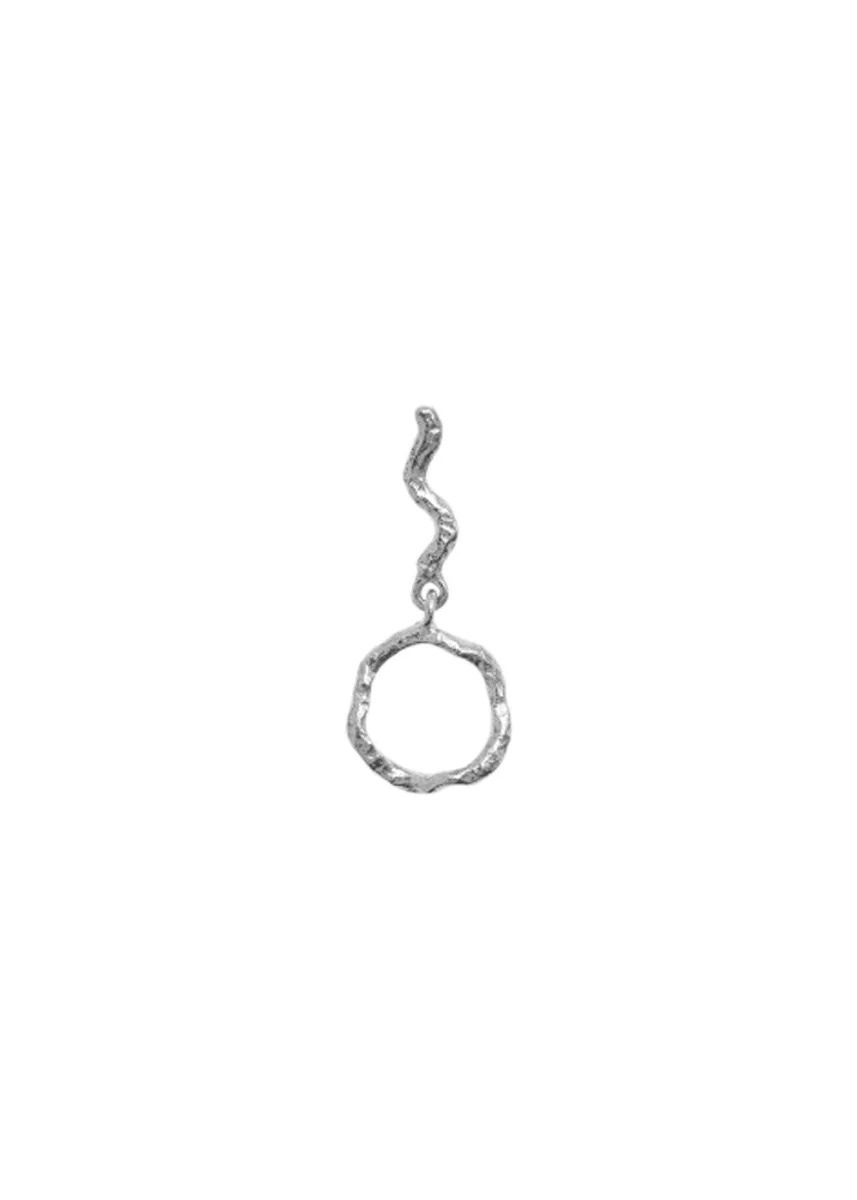 Petit Wavy Dangling Circle Earring Silver - Silver