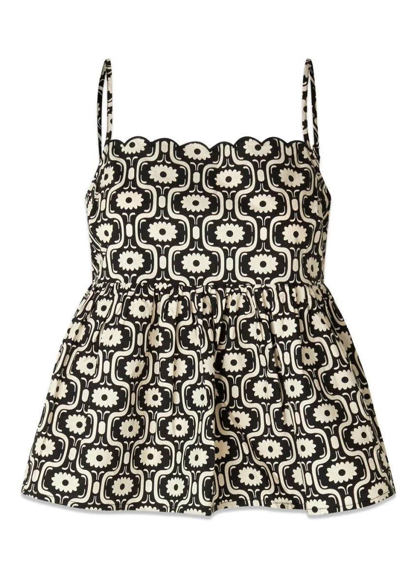 CoraMD print top - Seventies Fleur