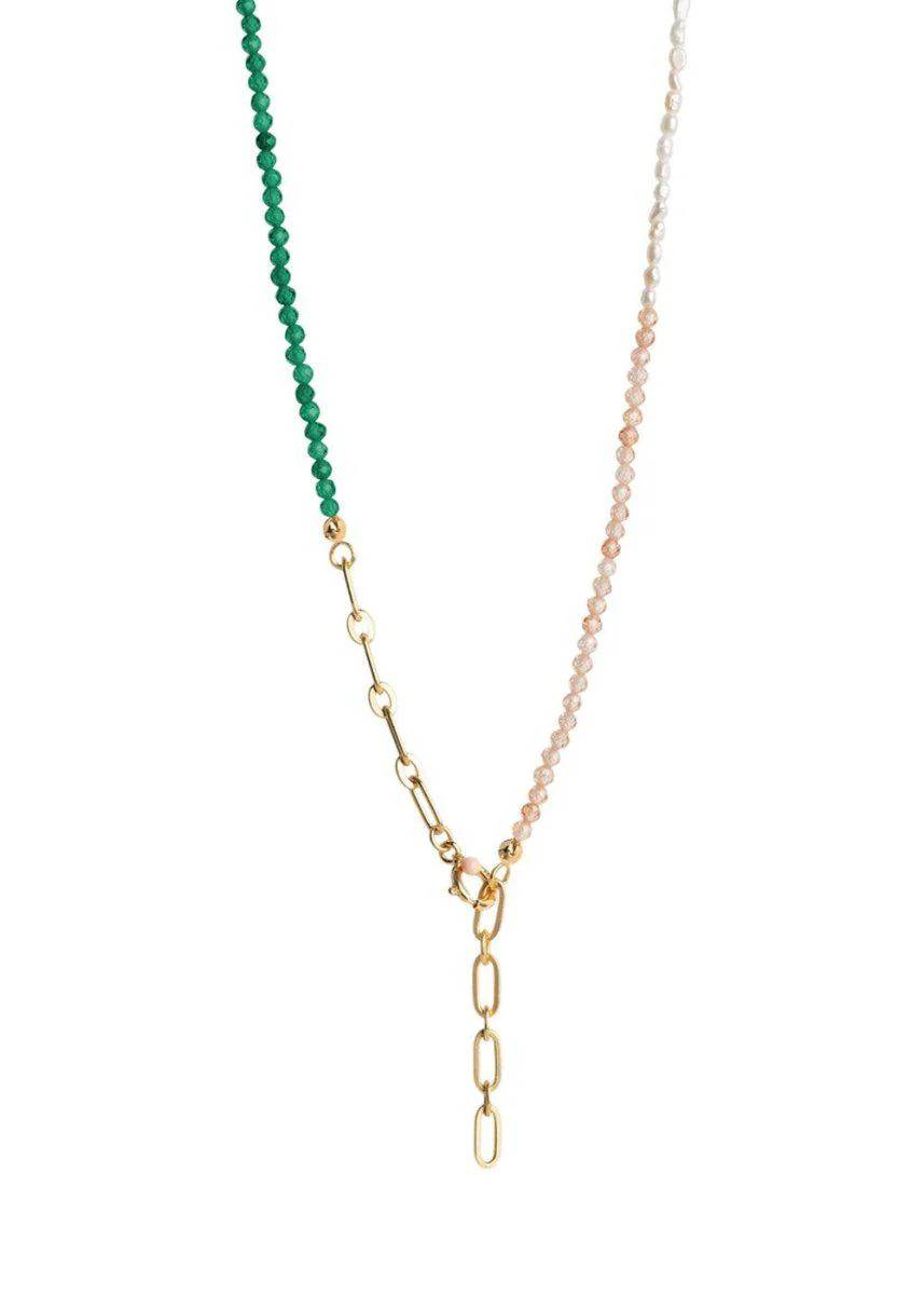 Necklace, Gabriella - Green, Peach And Pearl