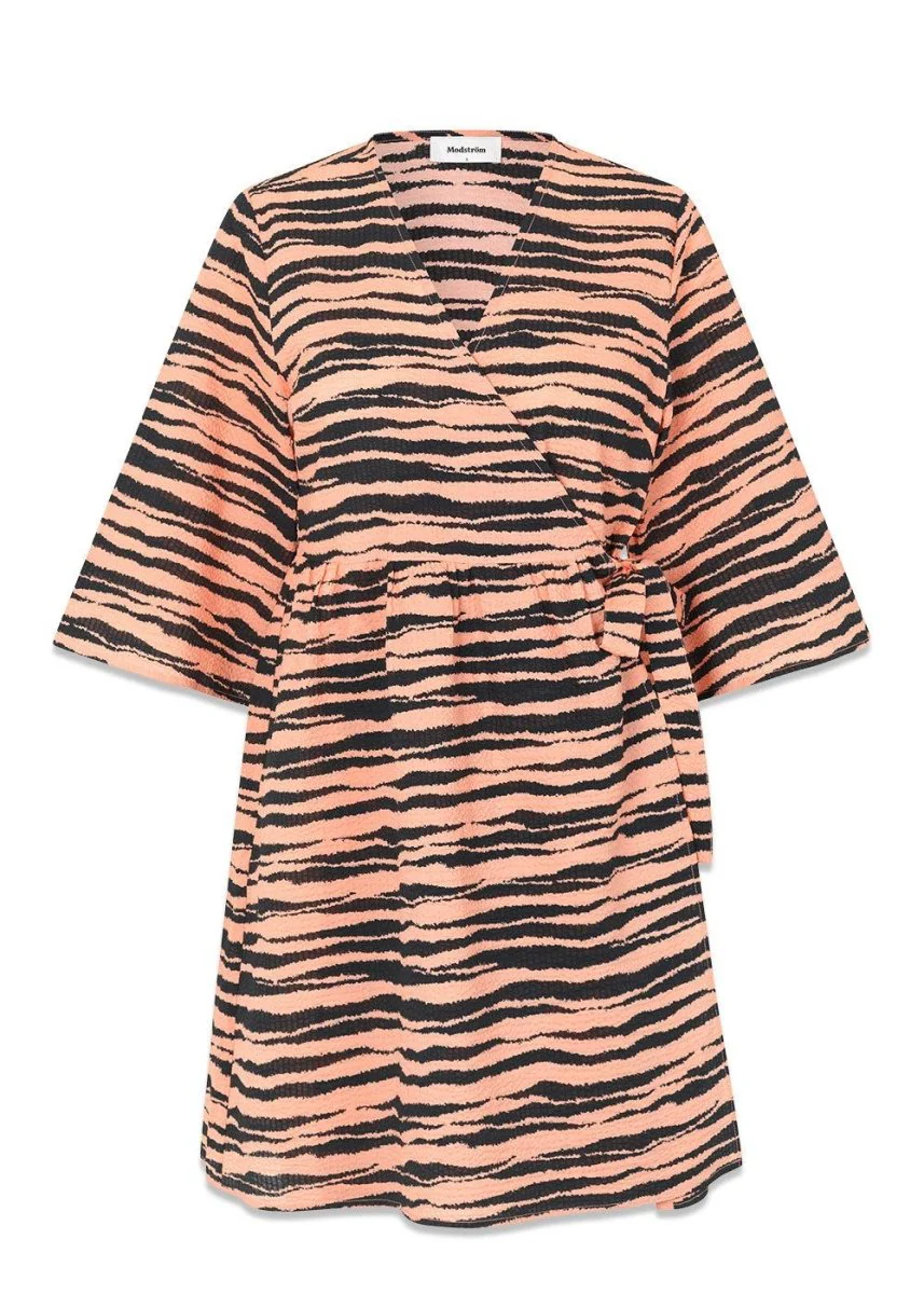DasiaMD print wrap dress - Tiger Peach