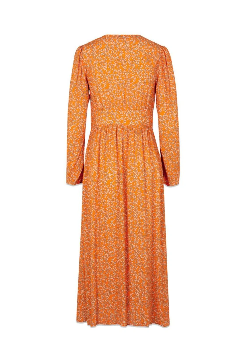 CorinnaMD print dress - Vibrant Orange Flower Leaf - Image 2