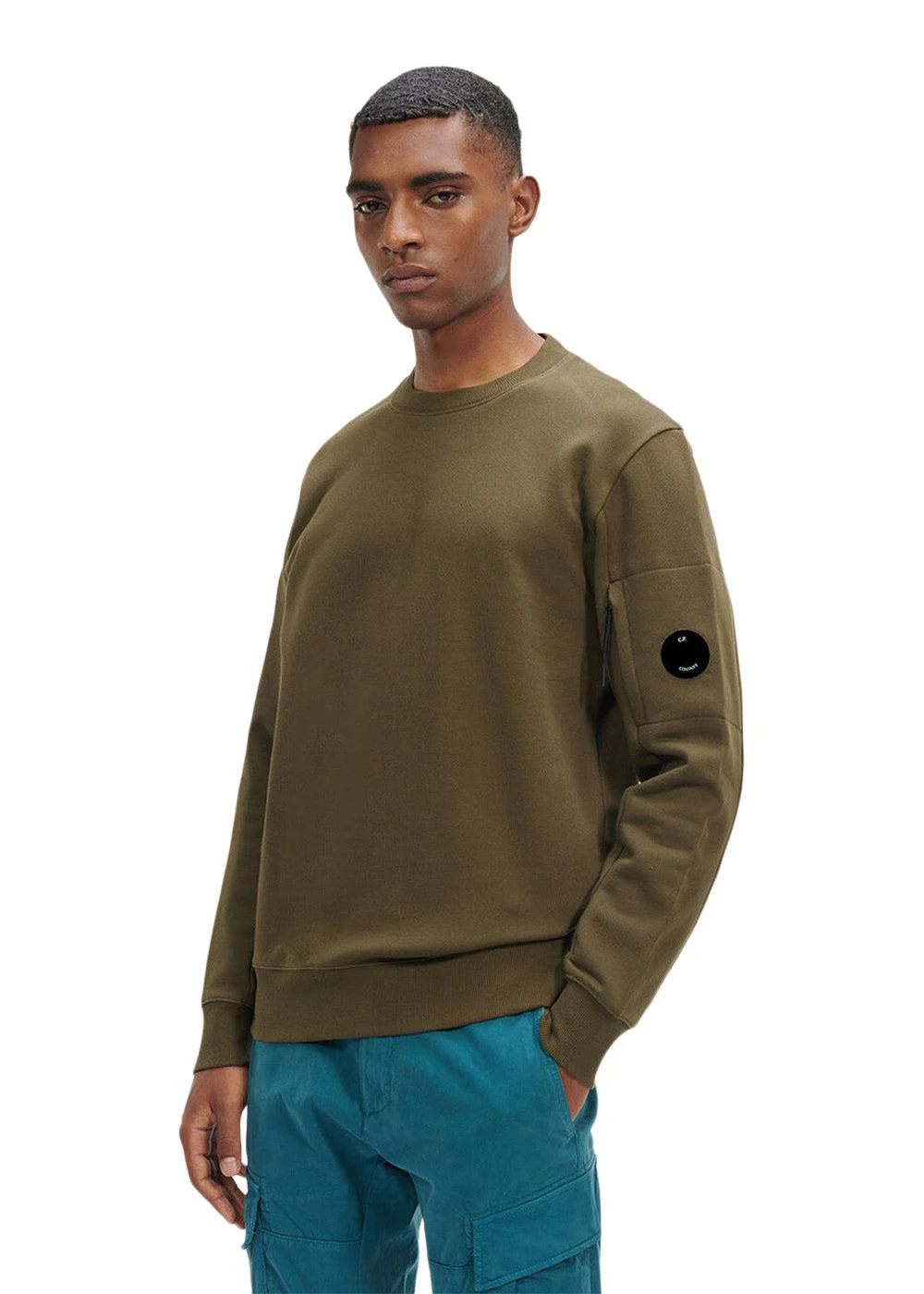 Crew Neck Diagonal Raised Fleece - Ivy Green - Image 2