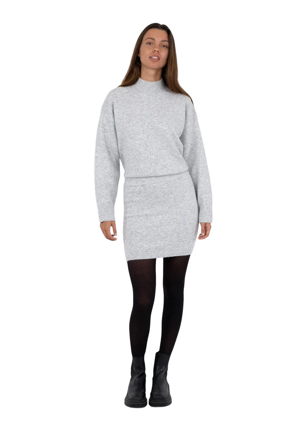 Marie Knit Skirt - Light Grey Melange - Image 3