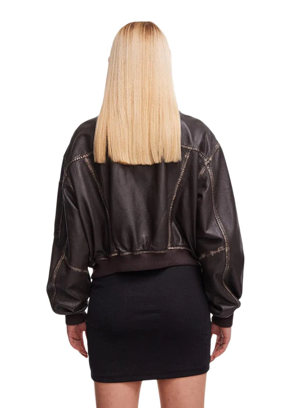 Rocker Leather Bomber - Vintage Dark Oak - Image 5