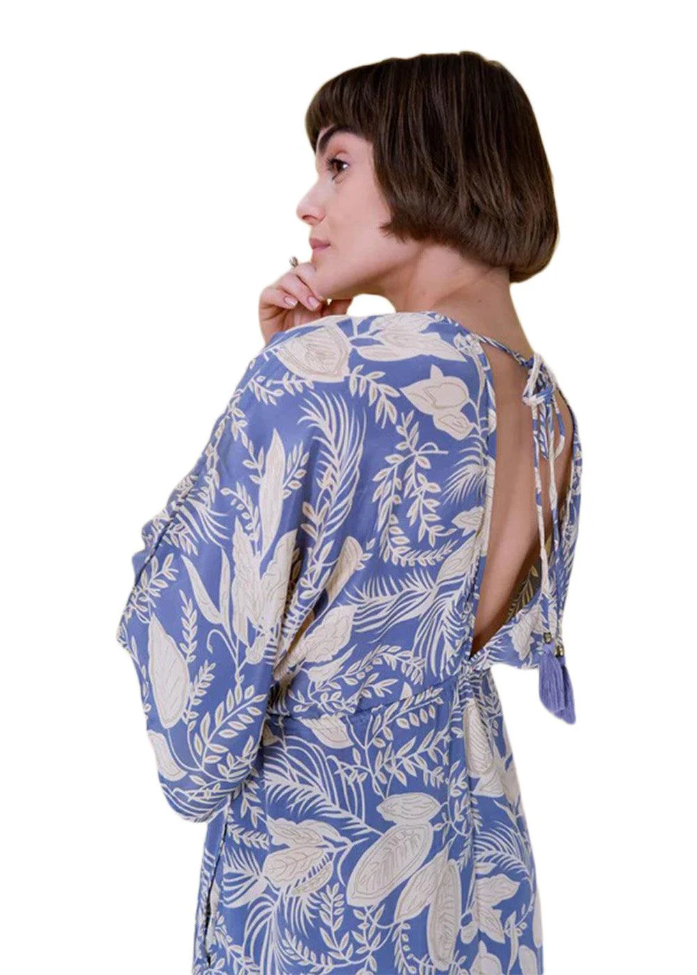 BCLUNA double v-neck dress - Floral Blue - Image 4