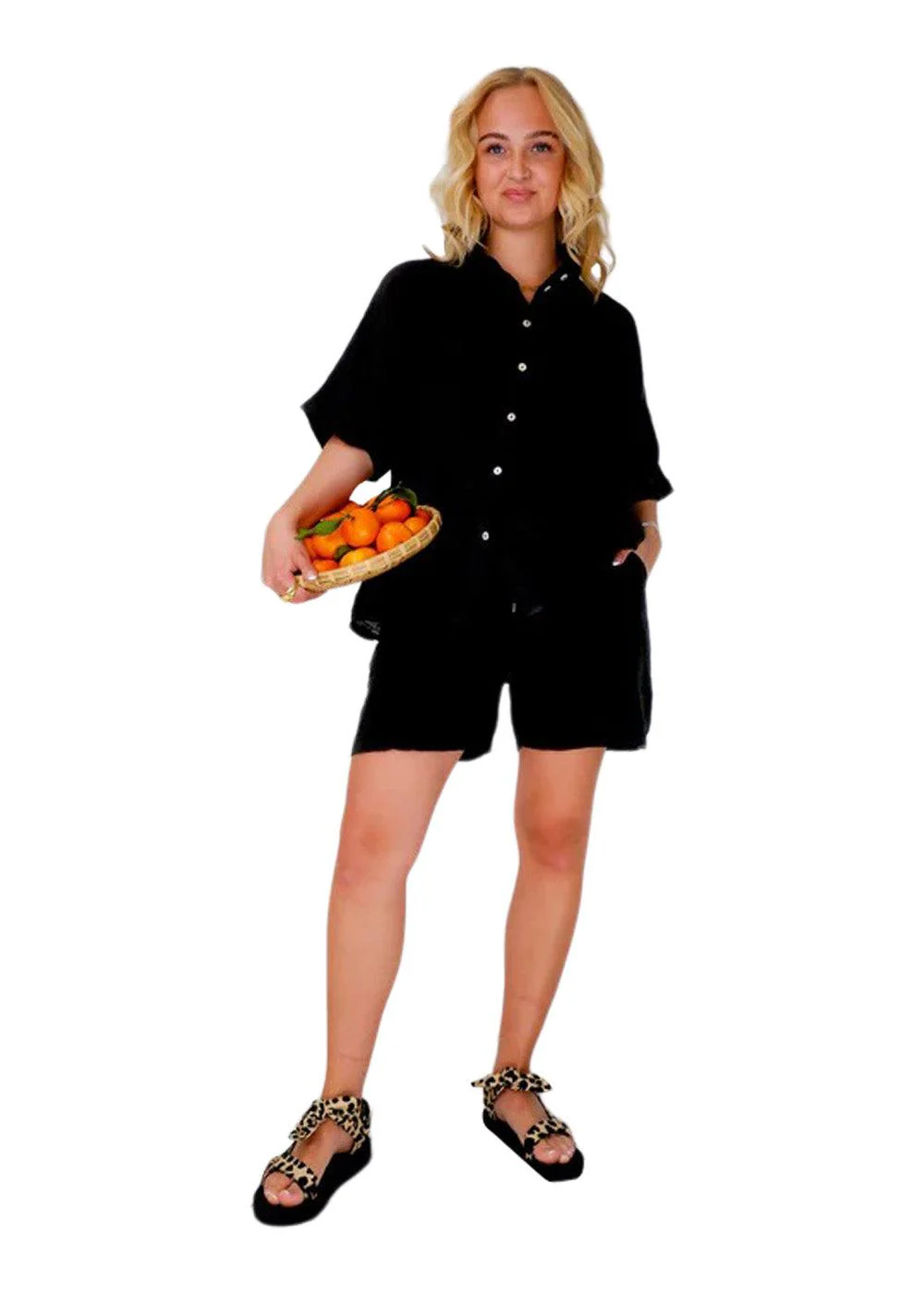 BCMELINA linen shorts - Black - Image 3