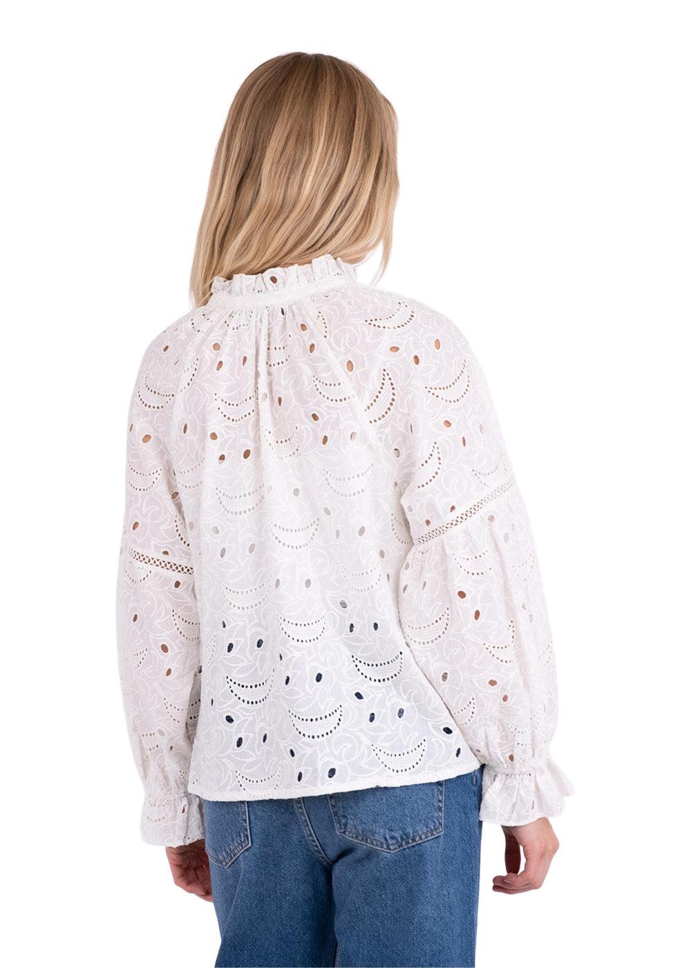 Micah Emb Blouse - White - Image 4