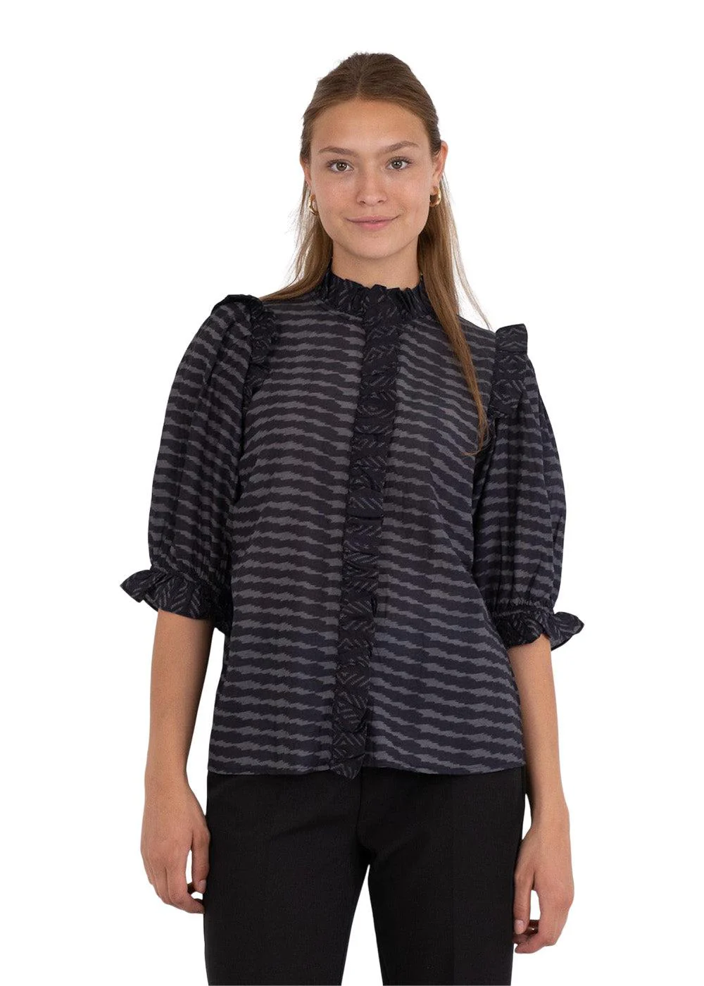 Chacha Graphic Blouse - Black - Image 4