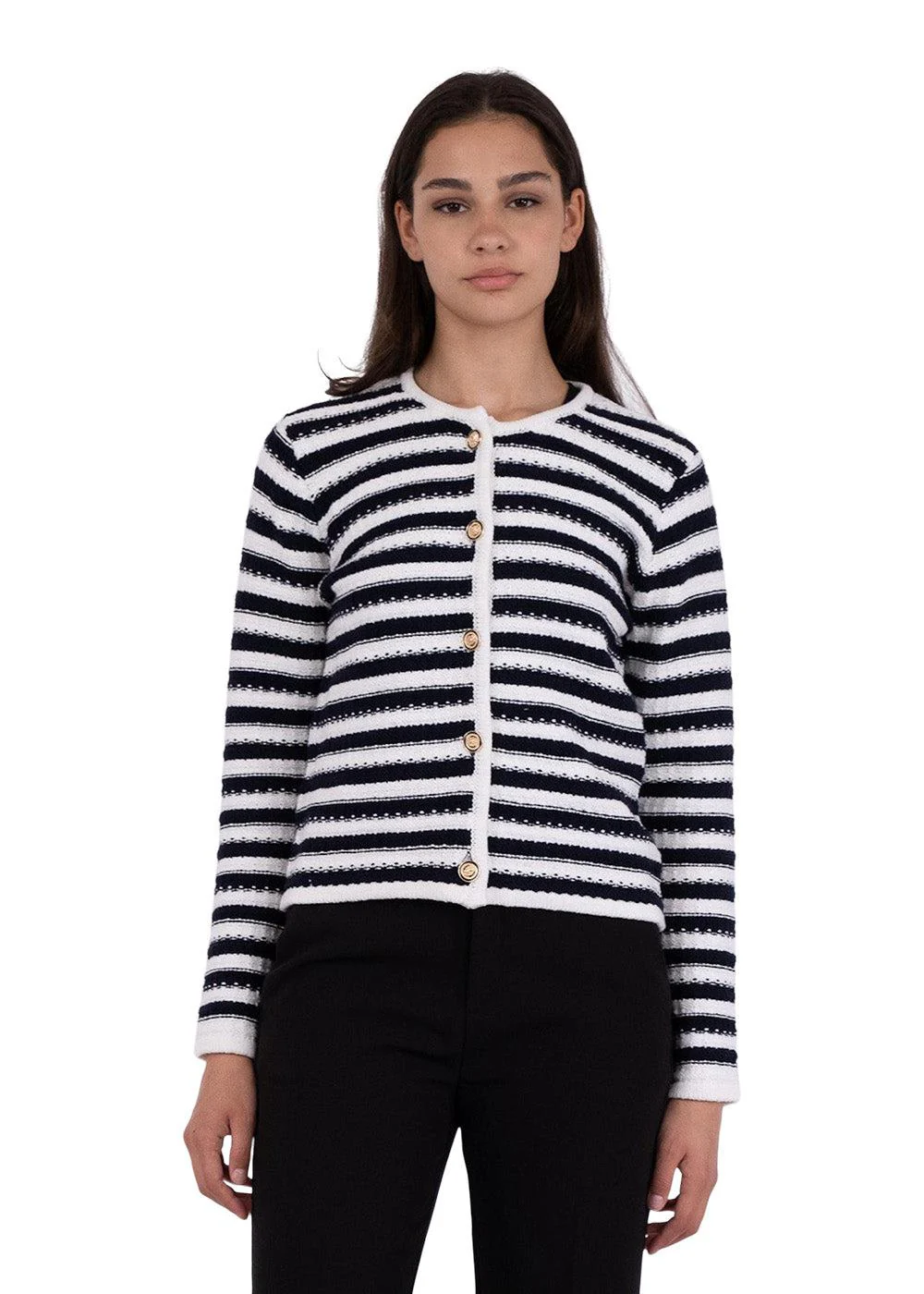 Limone Stripe Knit Jacket - Navy/White - Image 4