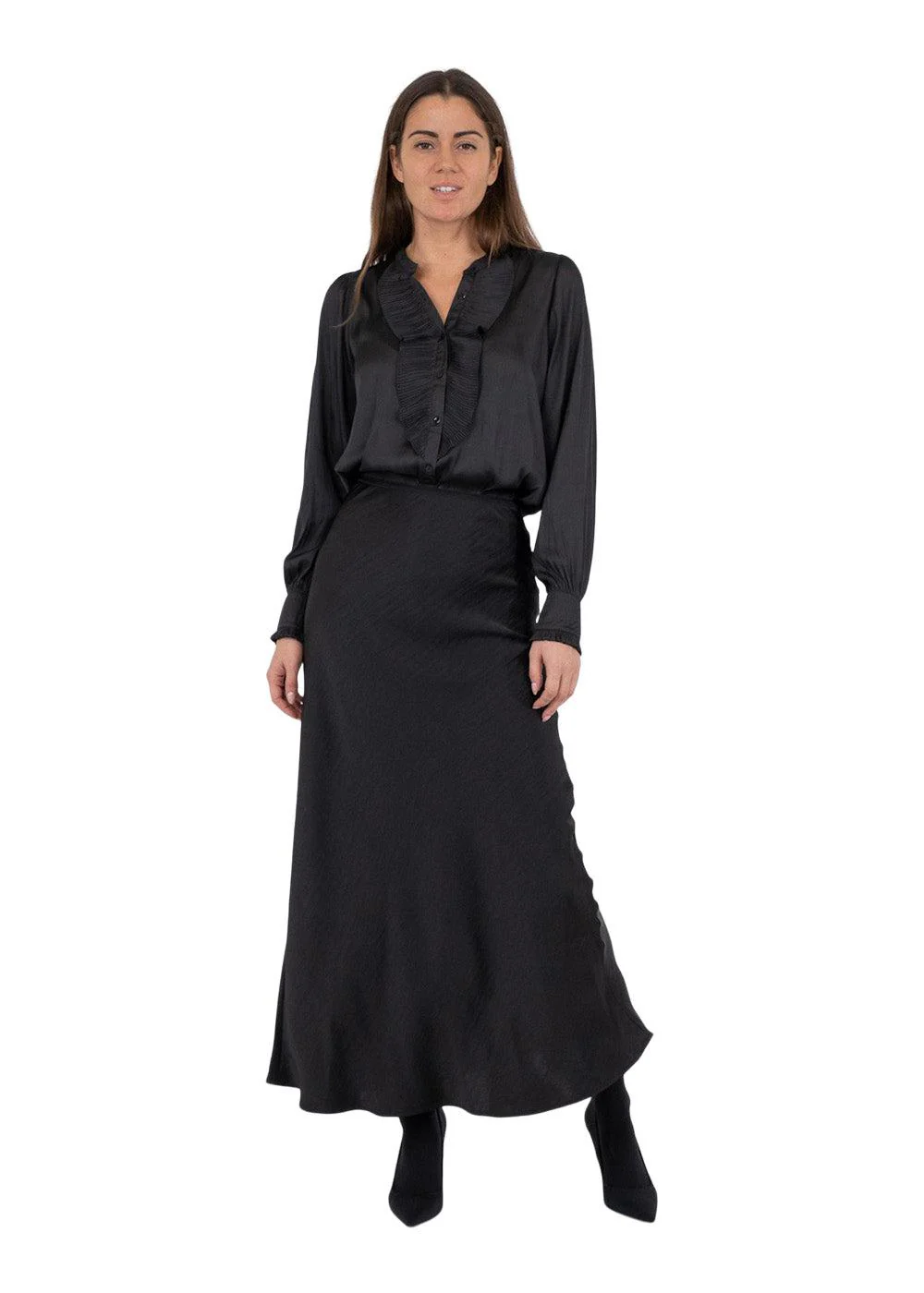 Vicky Heavy Sateen Skirt - Black - Image 4
