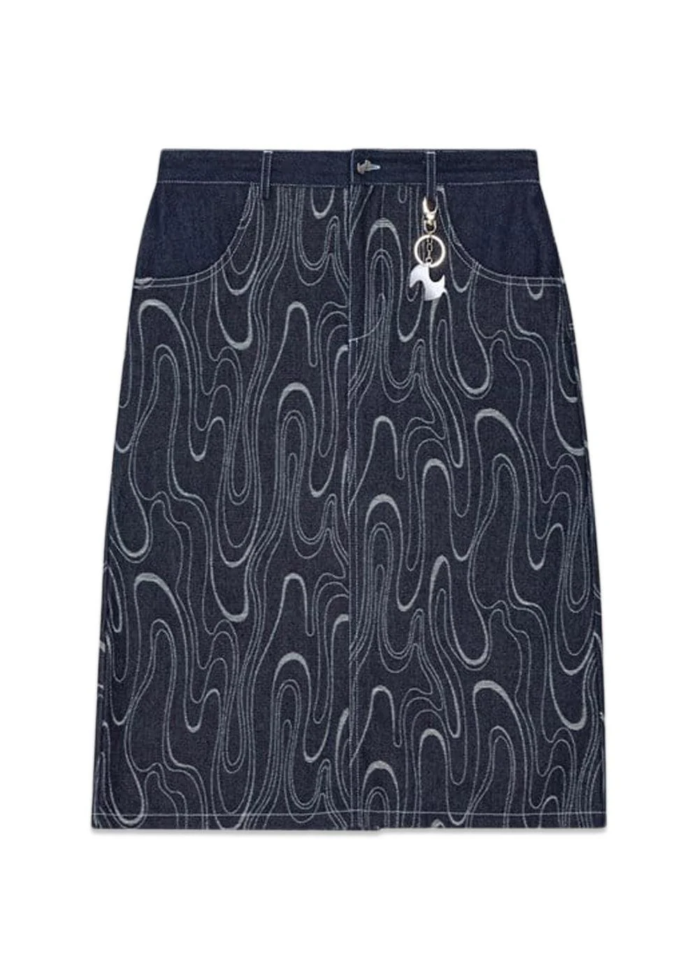 CONSTANCE MIDI SKIRT - Dark Blue Print