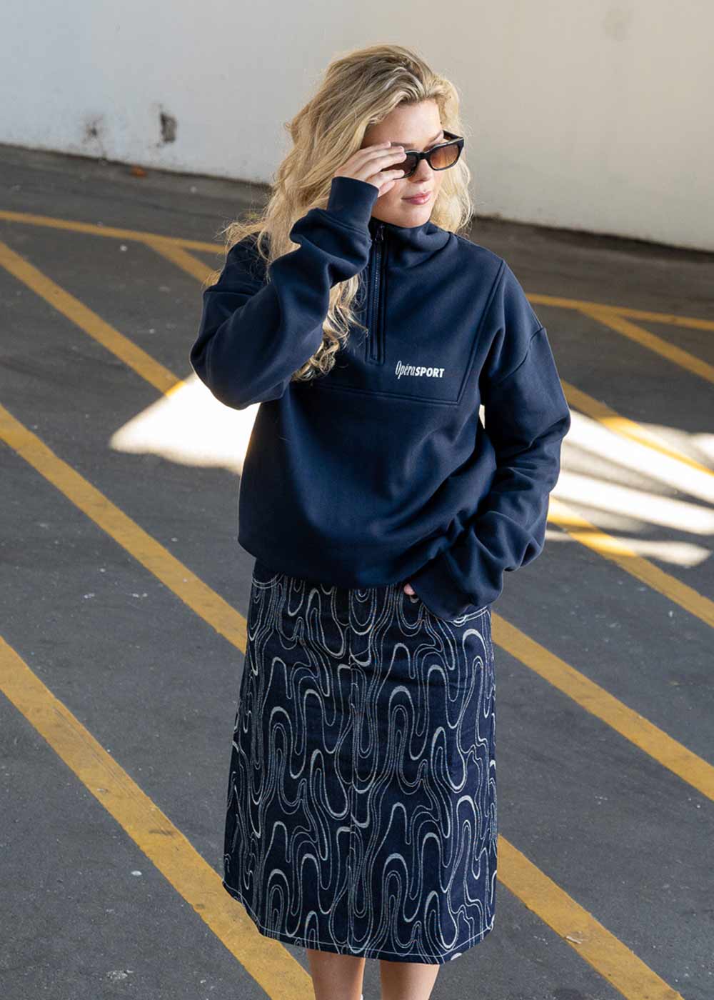 CONSTANCE MIDI SKIRT - Dark Blue Print - Image 2