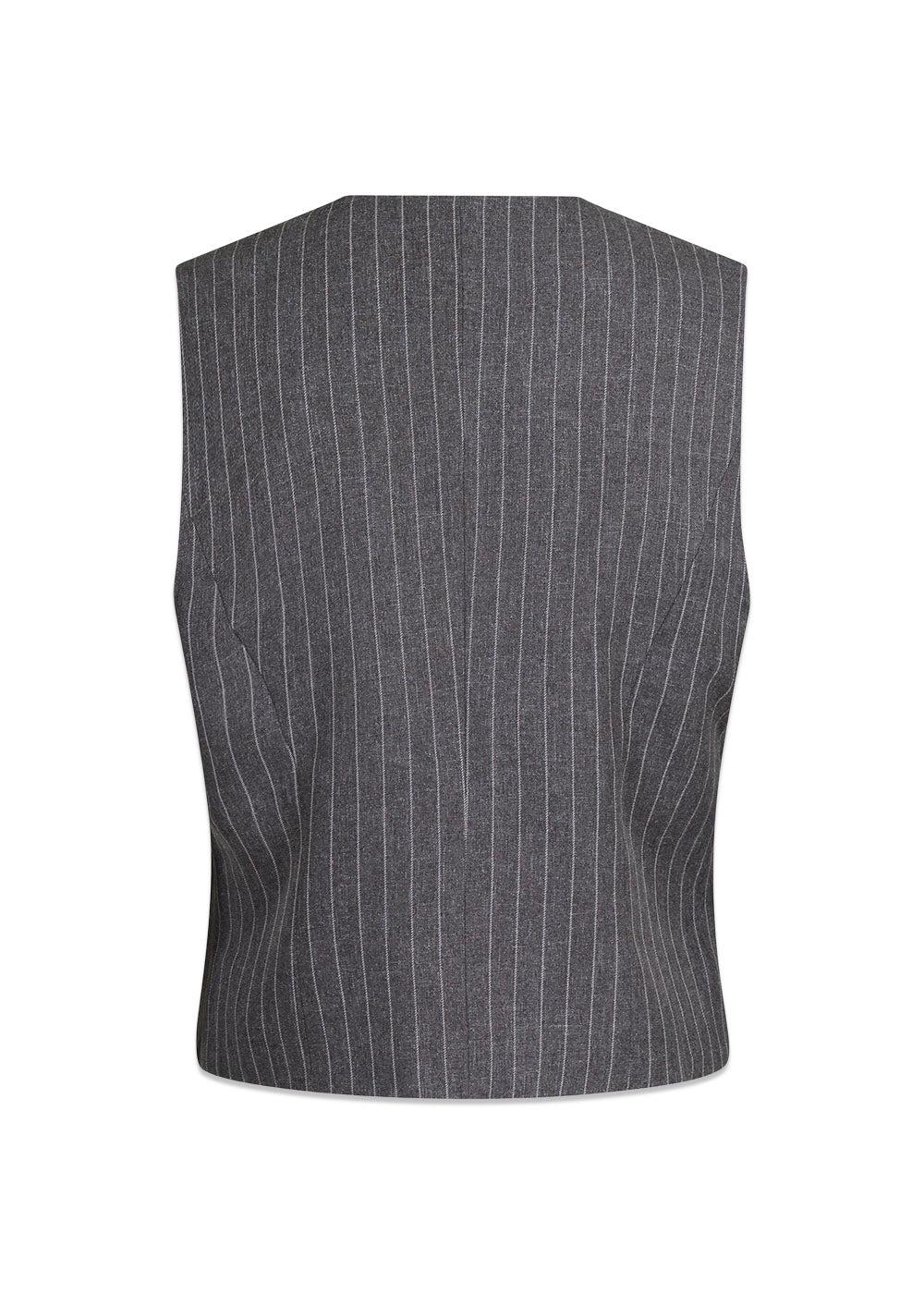 Vendetta Pinstripe Waistcoat - Grey Melange - Image 3