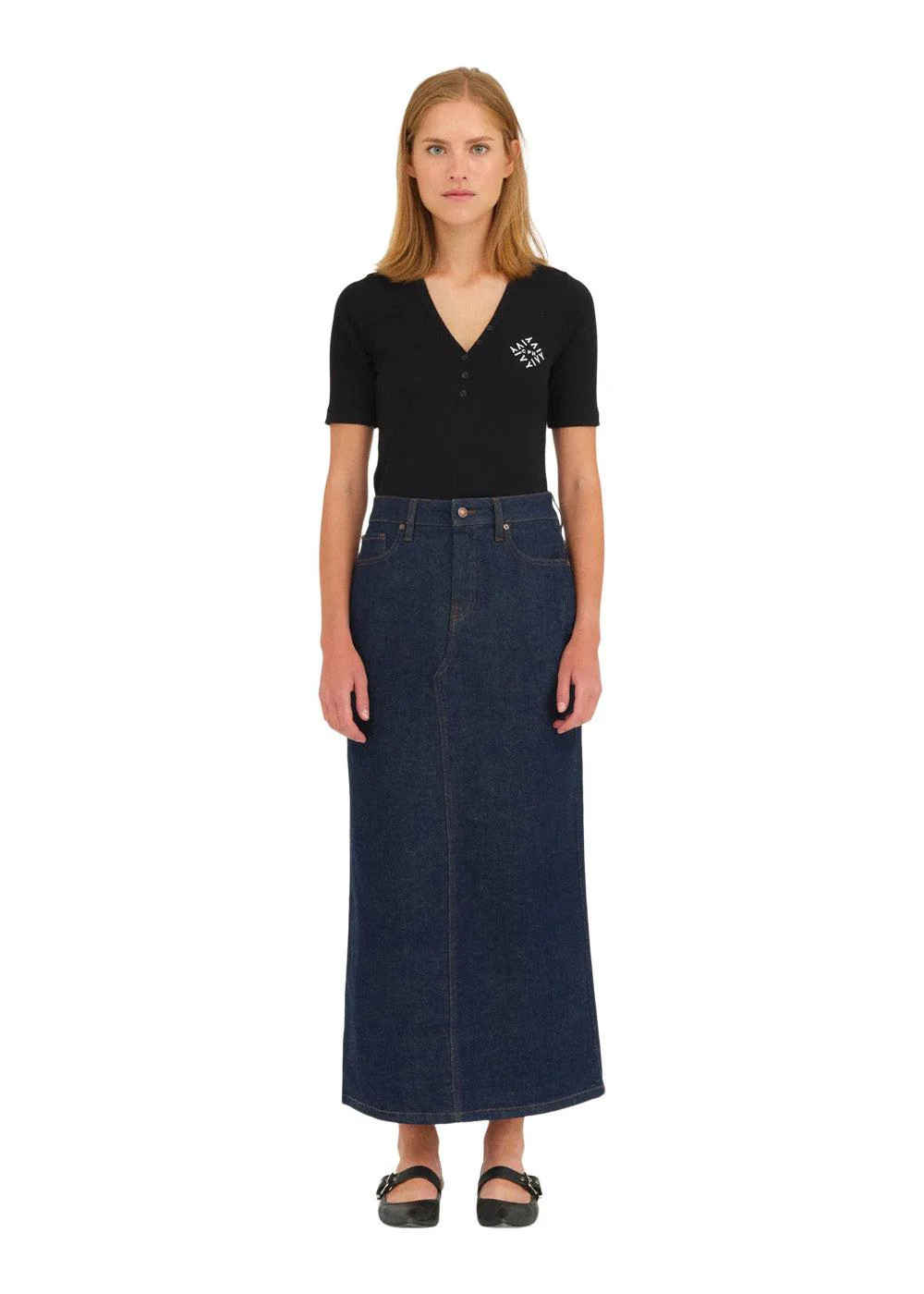 IVY-Zoe Maxi Skirt Wash Dark Daytona - Denim Blue - Image 3
