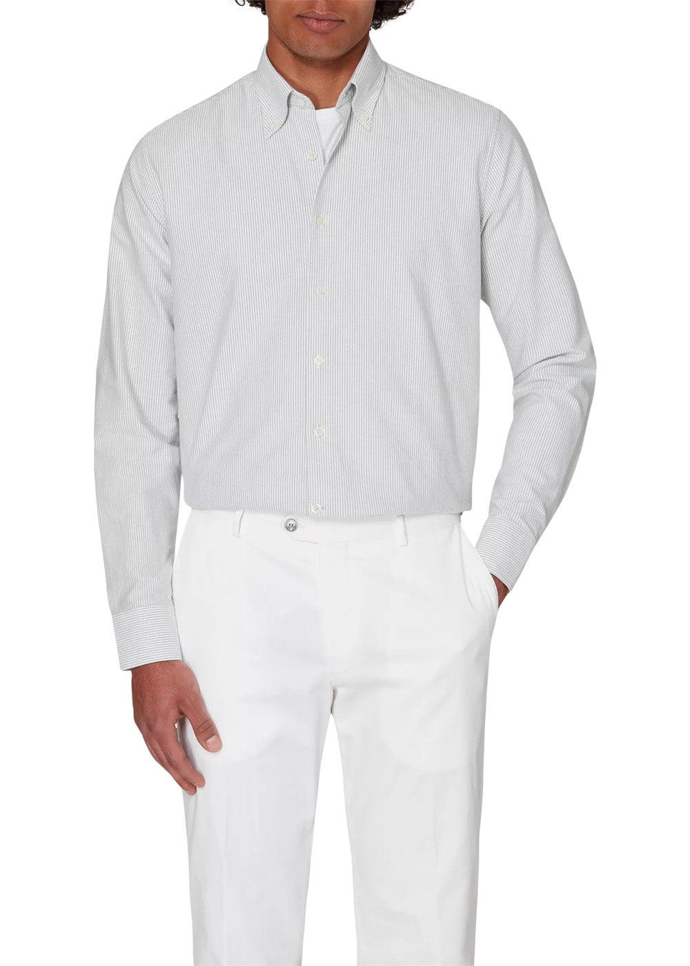 Reg Fit Button Down Casual Stripe Oxford - Pistachio Green - Image 3