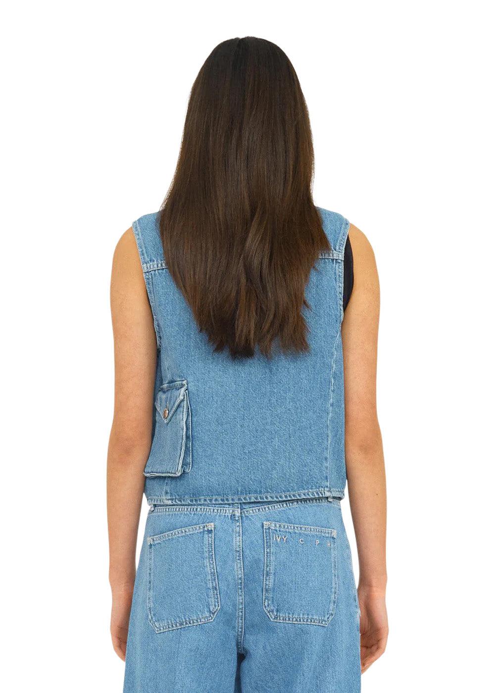 Uta Pocket Denim Vest - Denim Blue - Image 2