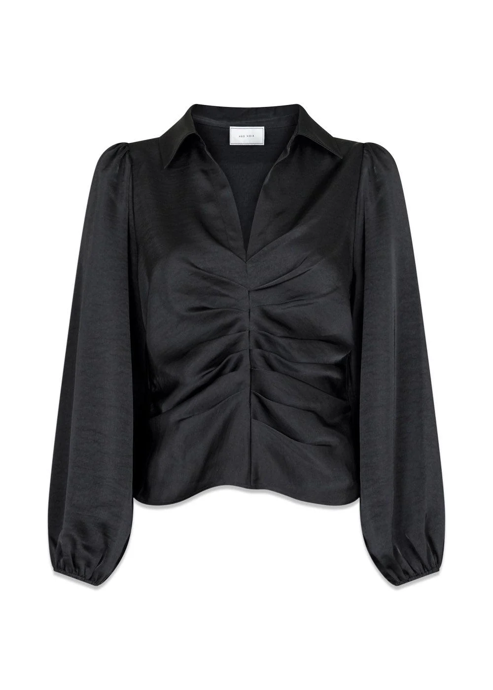 Mille Heavy Sateen Blouse - Black