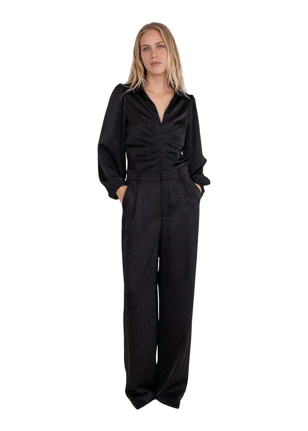 Mille Heavy Sateen Blouse - Black - Image 3