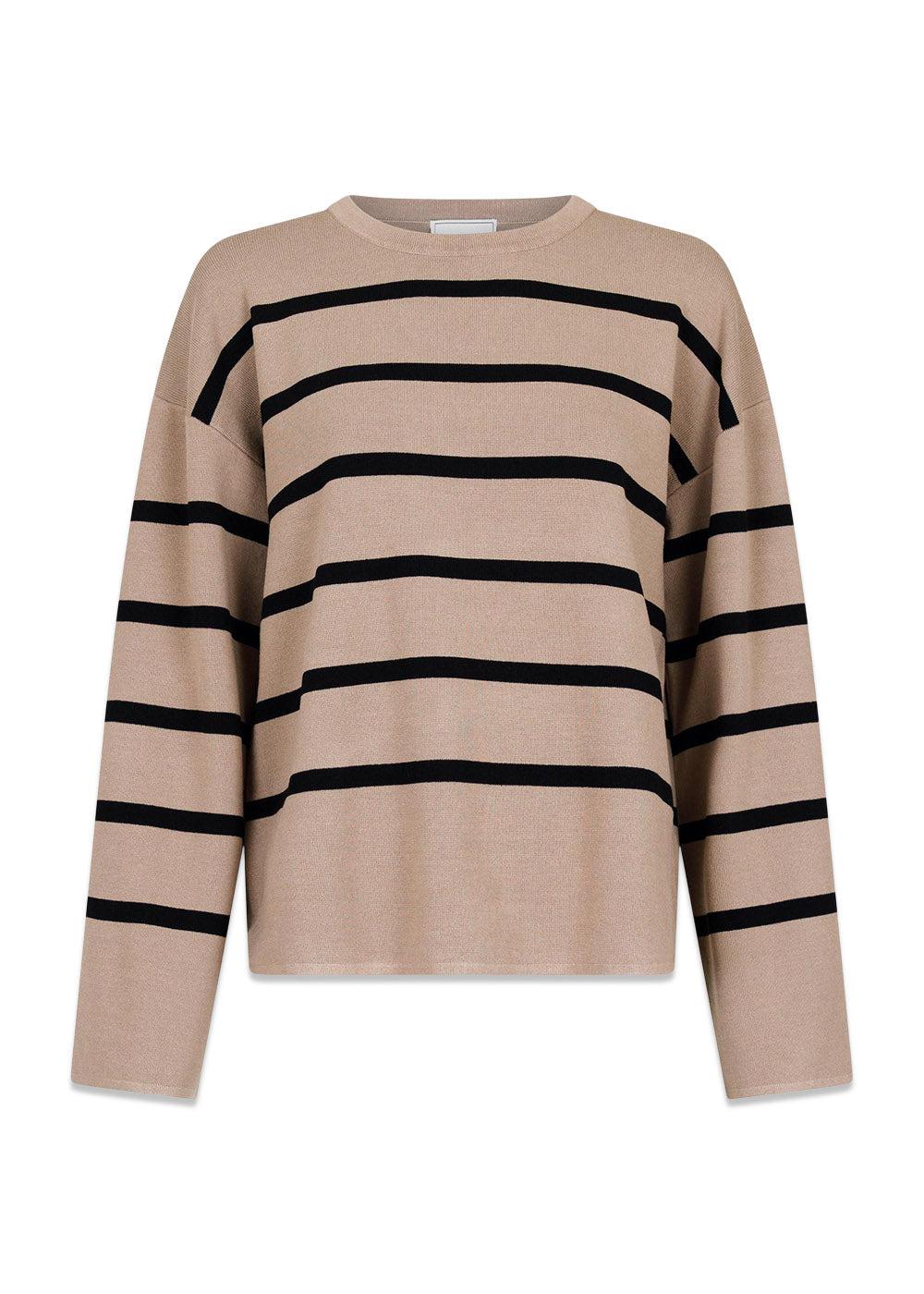 Shana Stripe Knit Blouse - Khaki