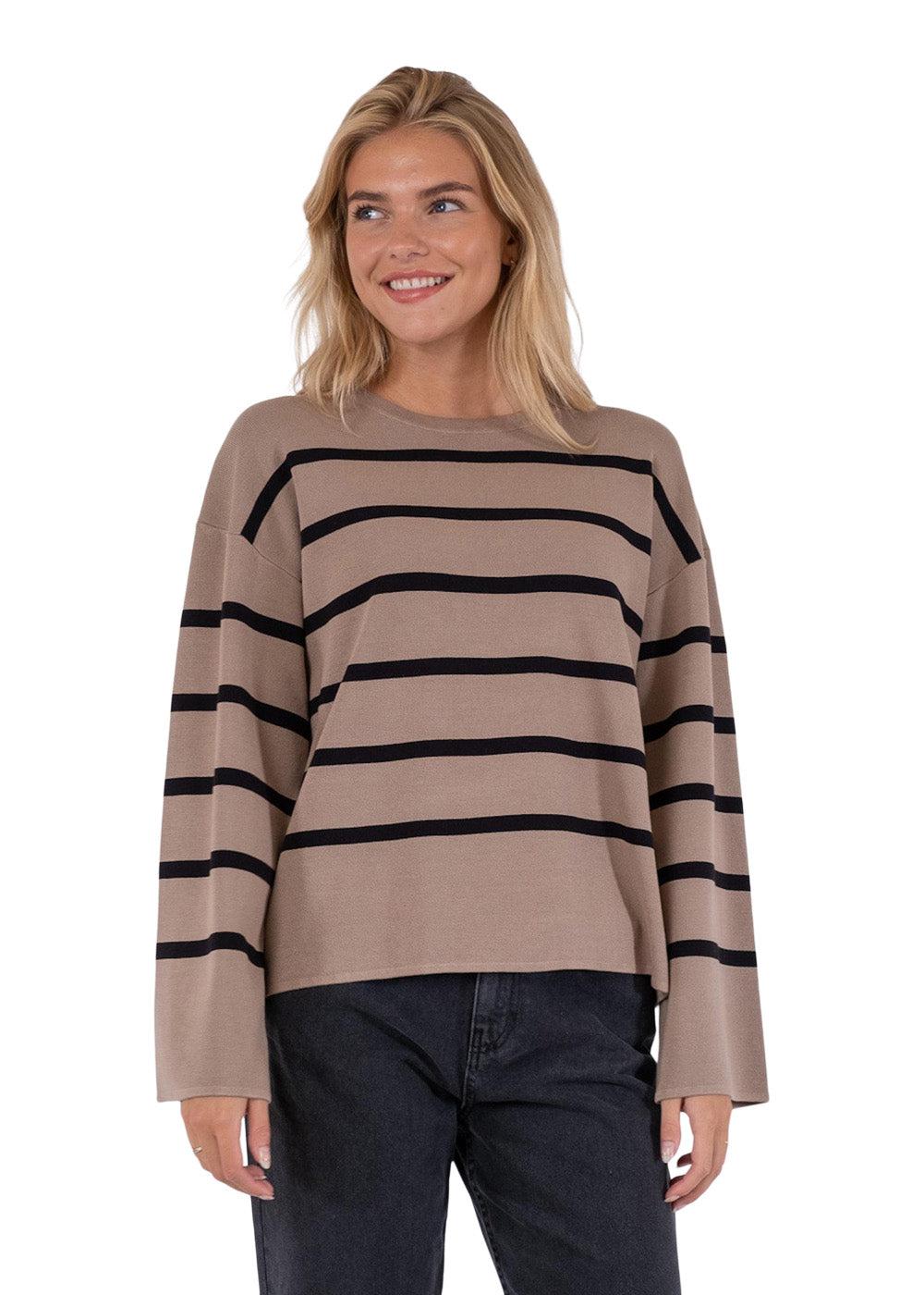 Shana Stripe Knit Blouse - Khaki - Image 5