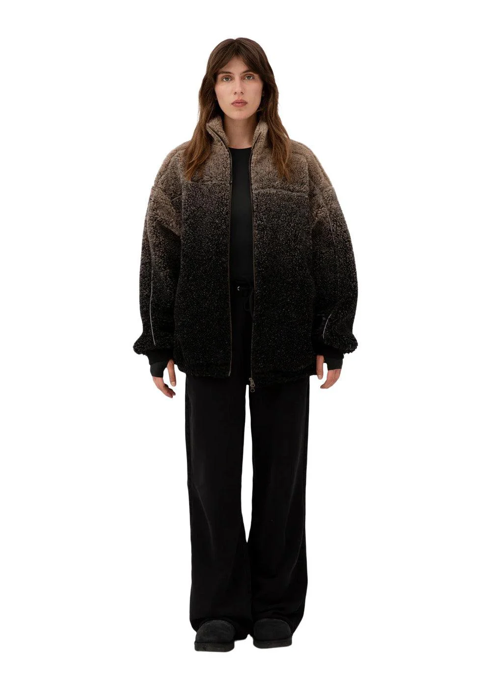 Piana Pile Jacket - Creamy Grey/Black - Image 3