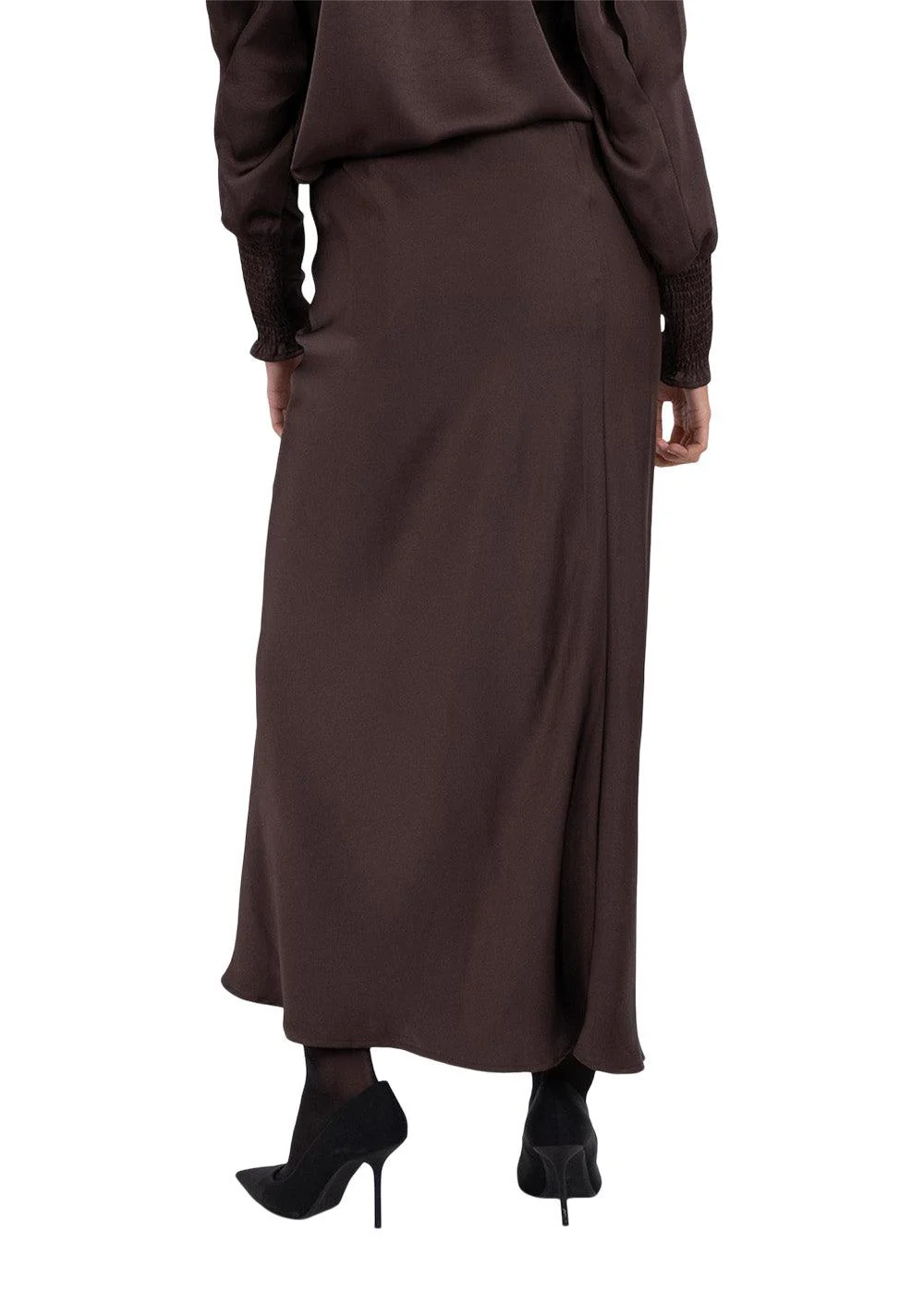 Vicky Heavy Sateen Skirt - Dark Brown - Image 4
