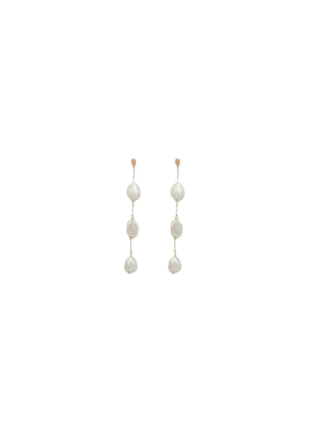 3-pearls earchain - 18C Gold Plated