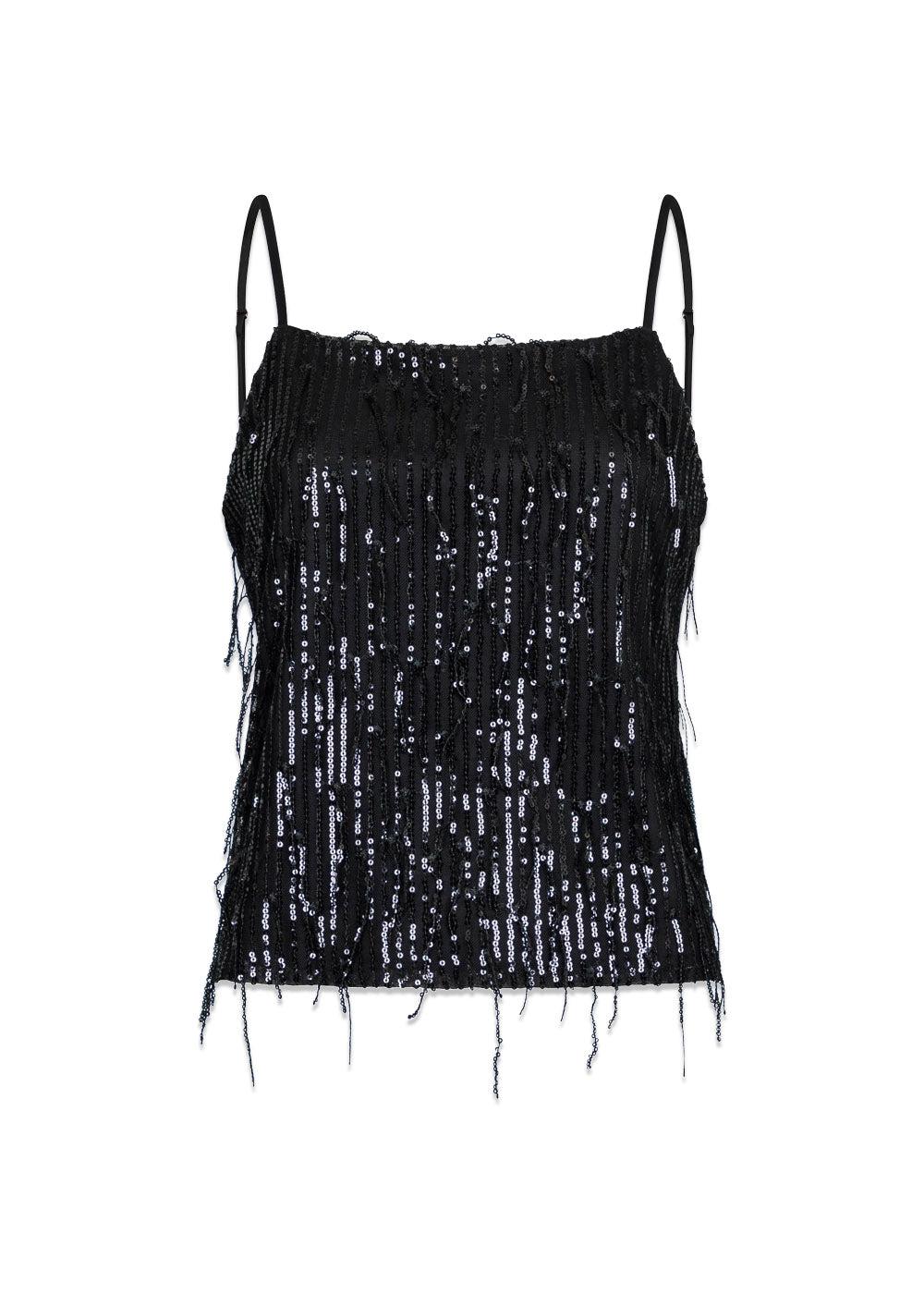 Reganna Sequins Top - Black