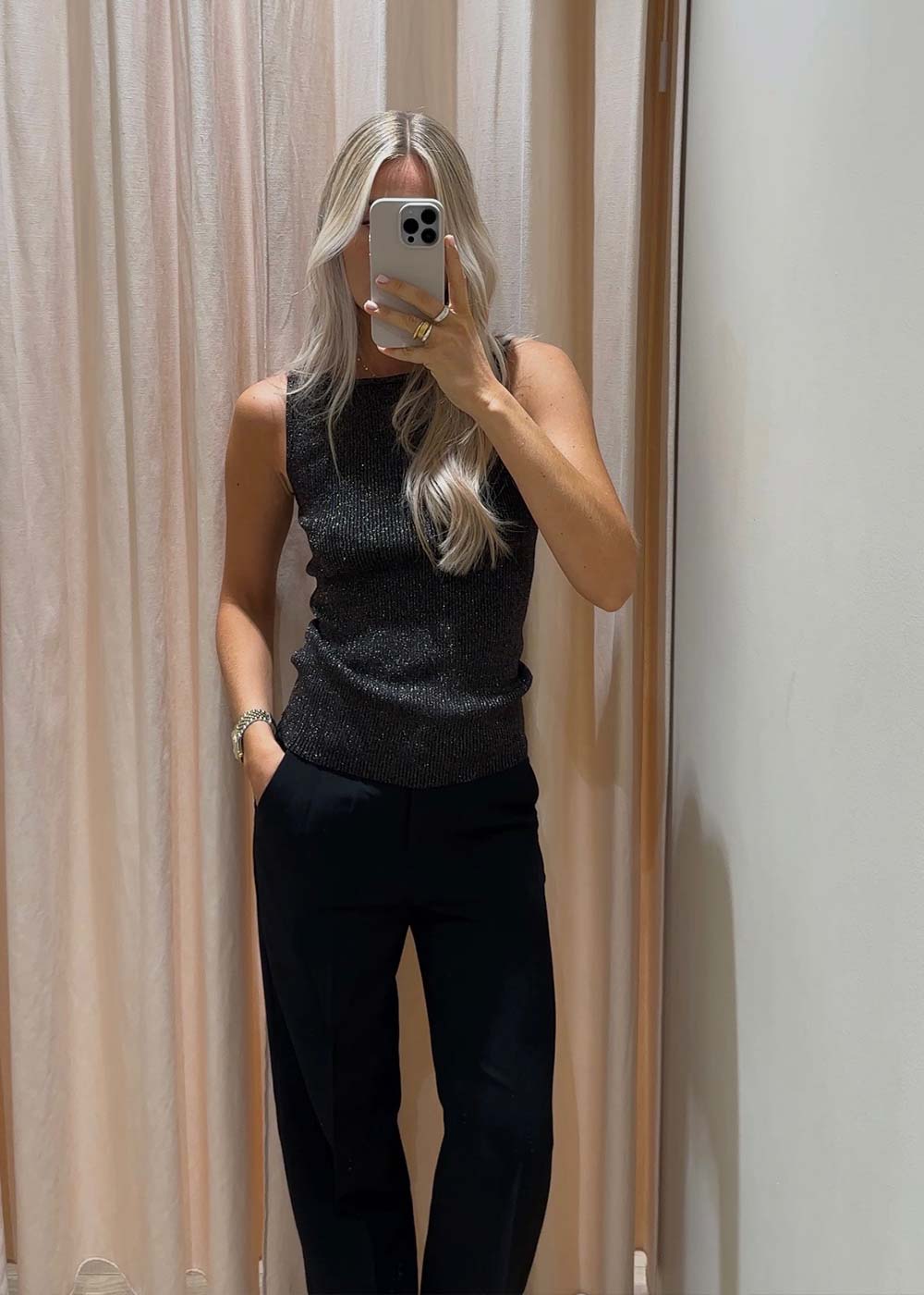 Talia Glitter Knit Top - Black - Image 2