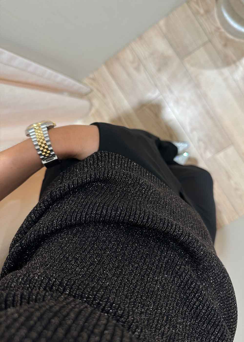 Talia Glitter Knit Top - Black - Image 3