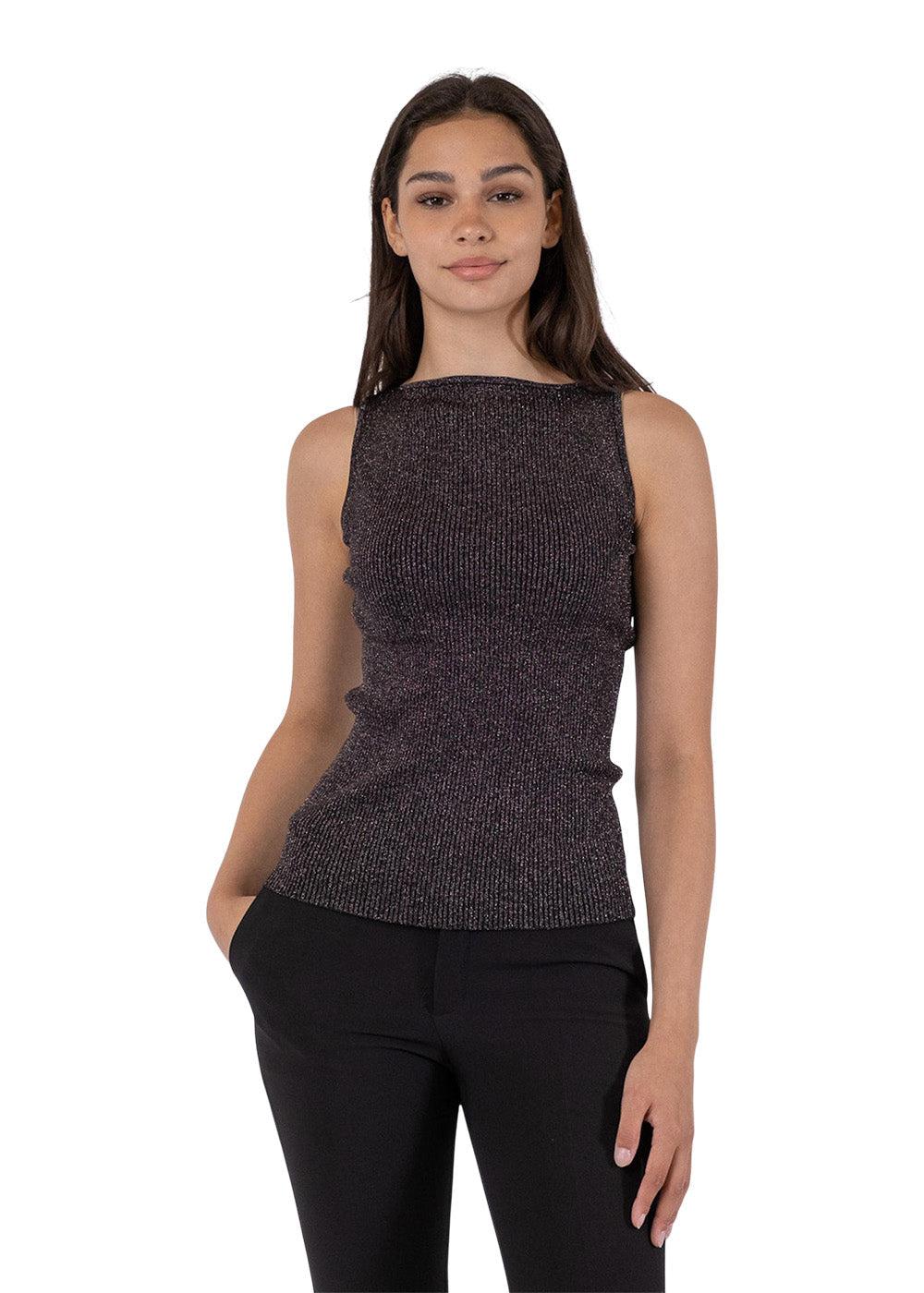 Talia Glitter Knit Top - Black - Image 5