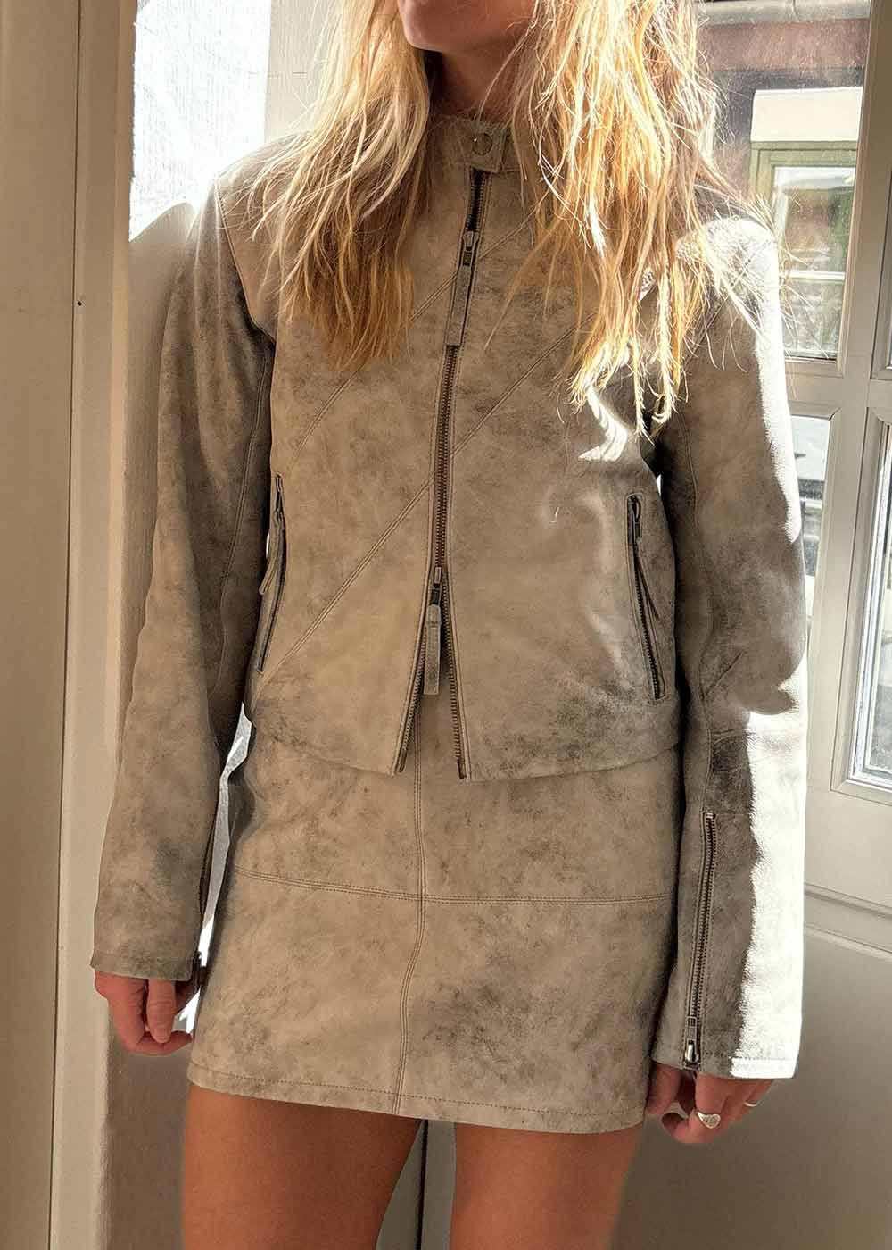 Beat Leather Skirt - Grey Stone - Image 2