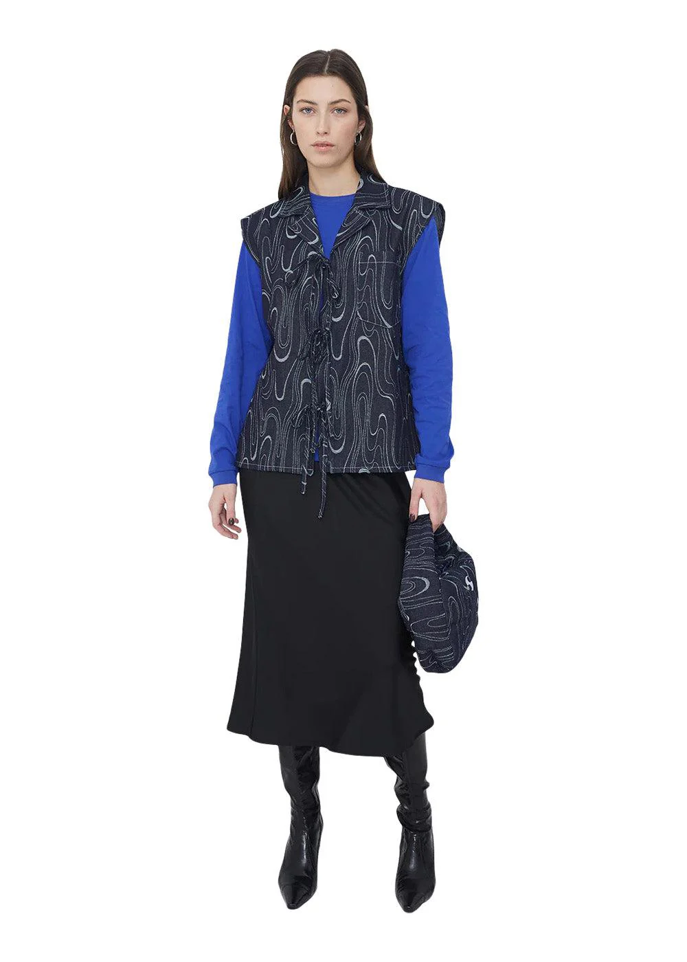 TAYSON VEST - Dark Blue Print - Image 2