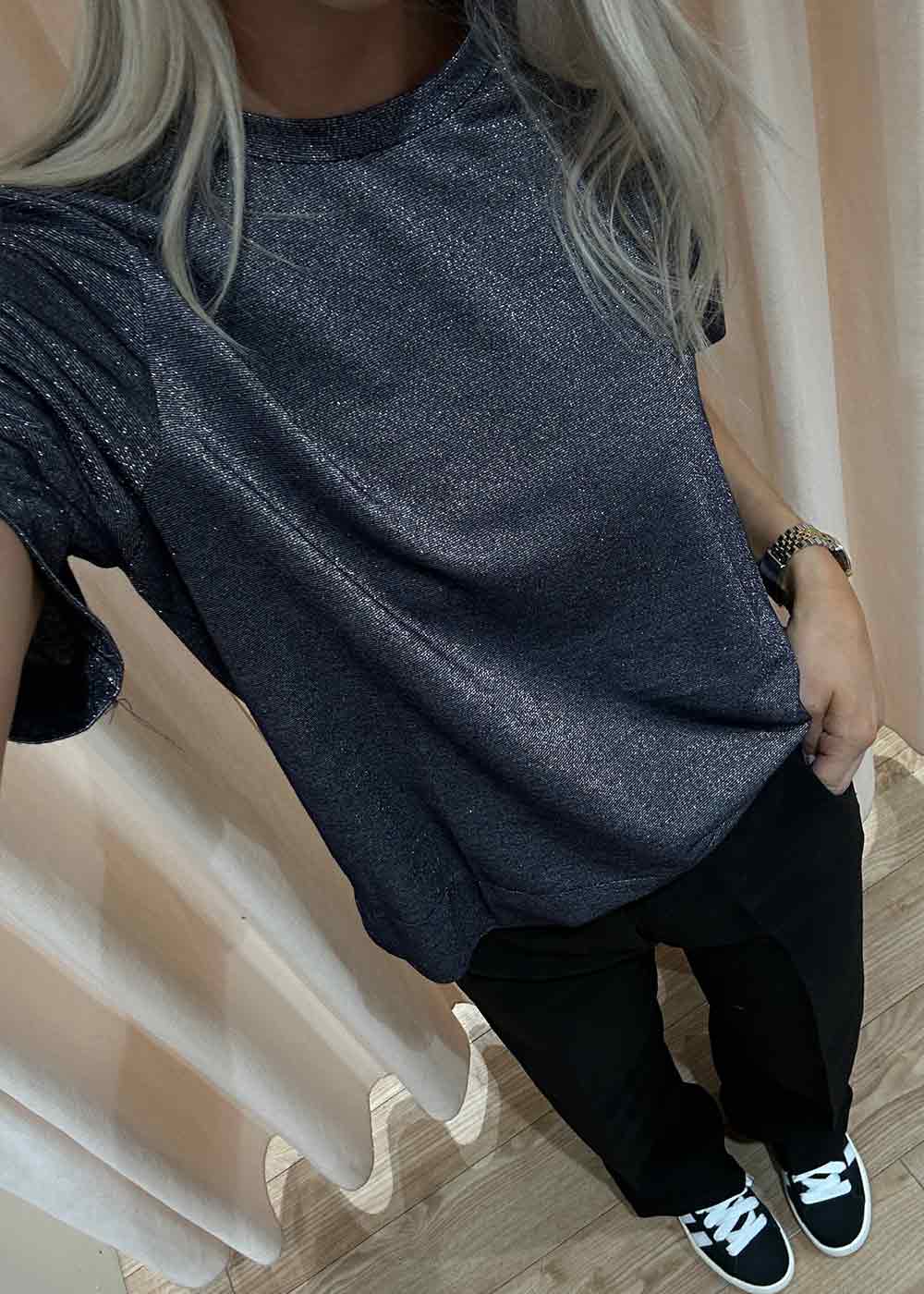 Zettner Glitter Tee - Navy - Image 3